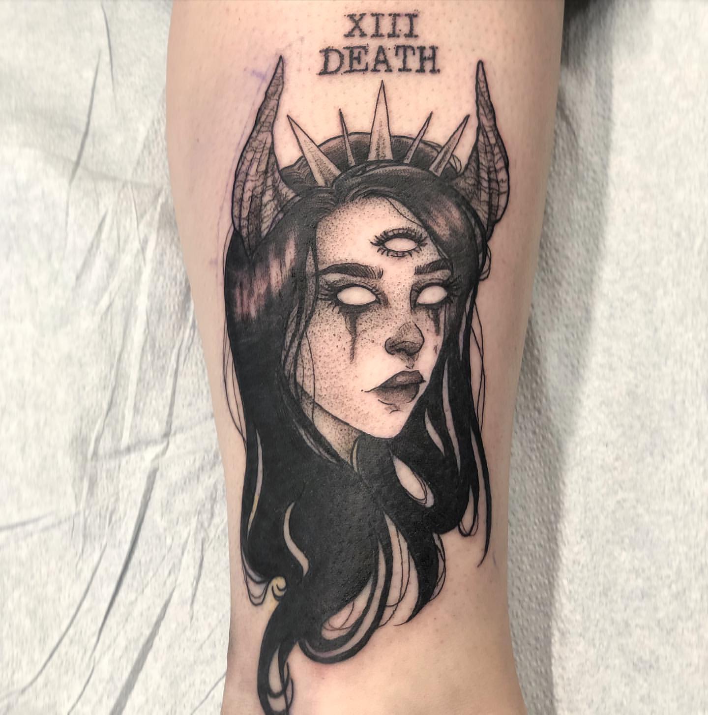 Lady Death Tattoo by Vanessa Spezowka at Crimson Empire Tattoo in Edmonton Alberta Canada