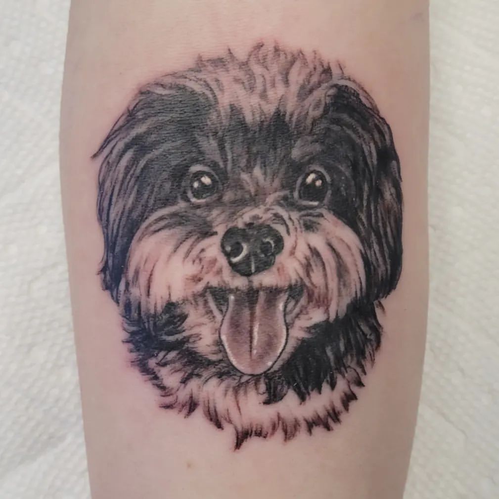Dog Portrait Tattoo by Sheila Anderson at Crimson Empire Tattoo in Edmonton Alberta Canada
