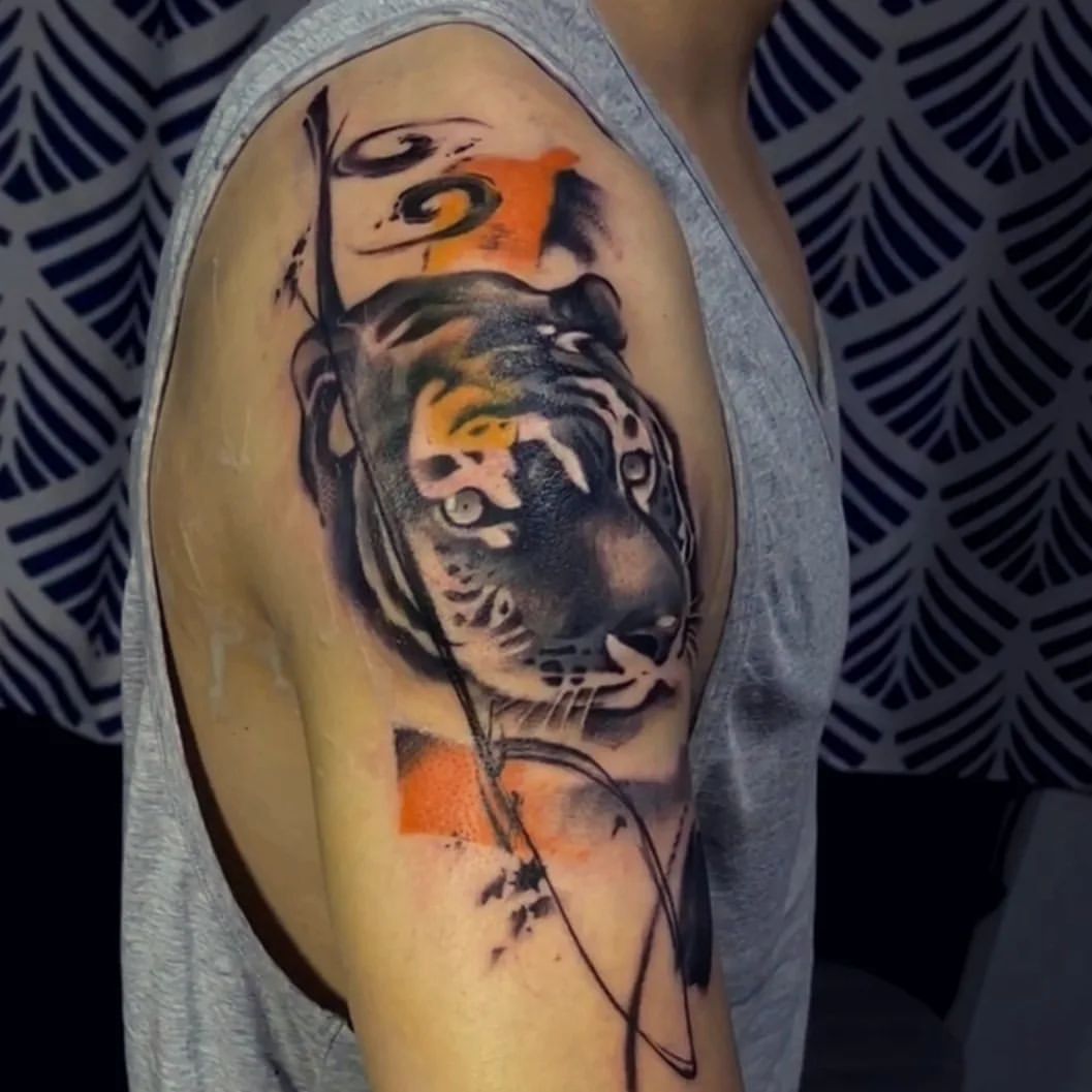 Tiger Tattoo by Ian Wang at Black Gold Tattoo Co in Edmonton Alberta Canada