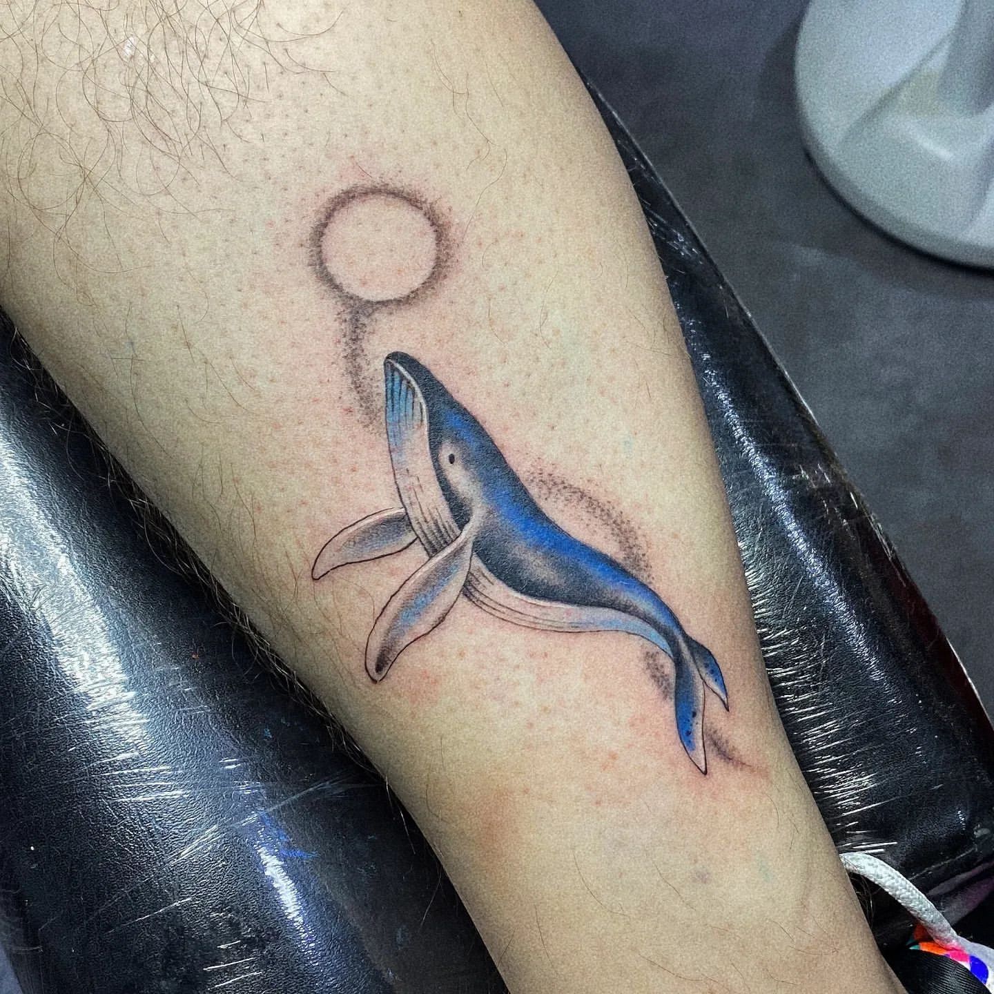 Whale Tattoo by Ian Wang at Black Gold Tattoo Co in Edmonton Alberta Canada