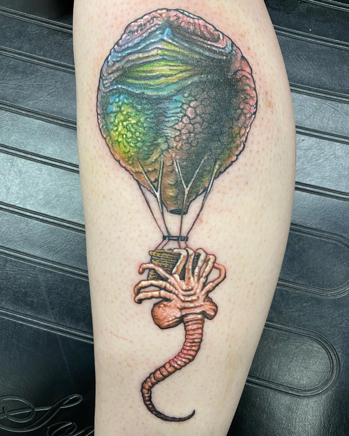 Facehugger Tattoo by Chris Labrenz at Black Gold Tattoo Co in Edmonton Alberta Canada