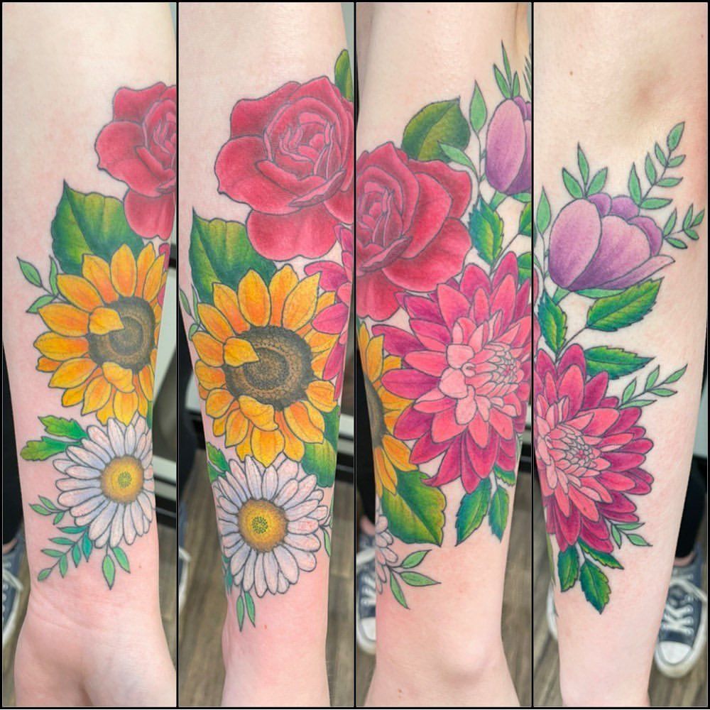 Floral Tattoo by Jess Alther at Black Gold Tattoo Co in Edmonton Alberta Canada