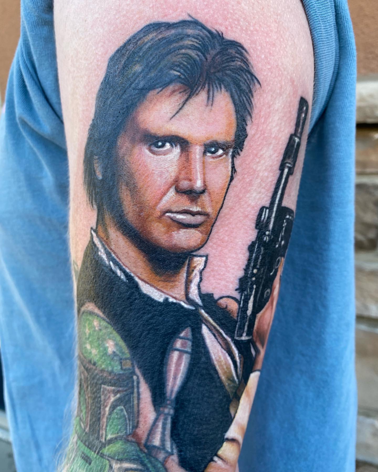 Han Solo Tattoo by Chris Labrenz at Black Gold Tattoo Co in Edmonton Alberta Canada
