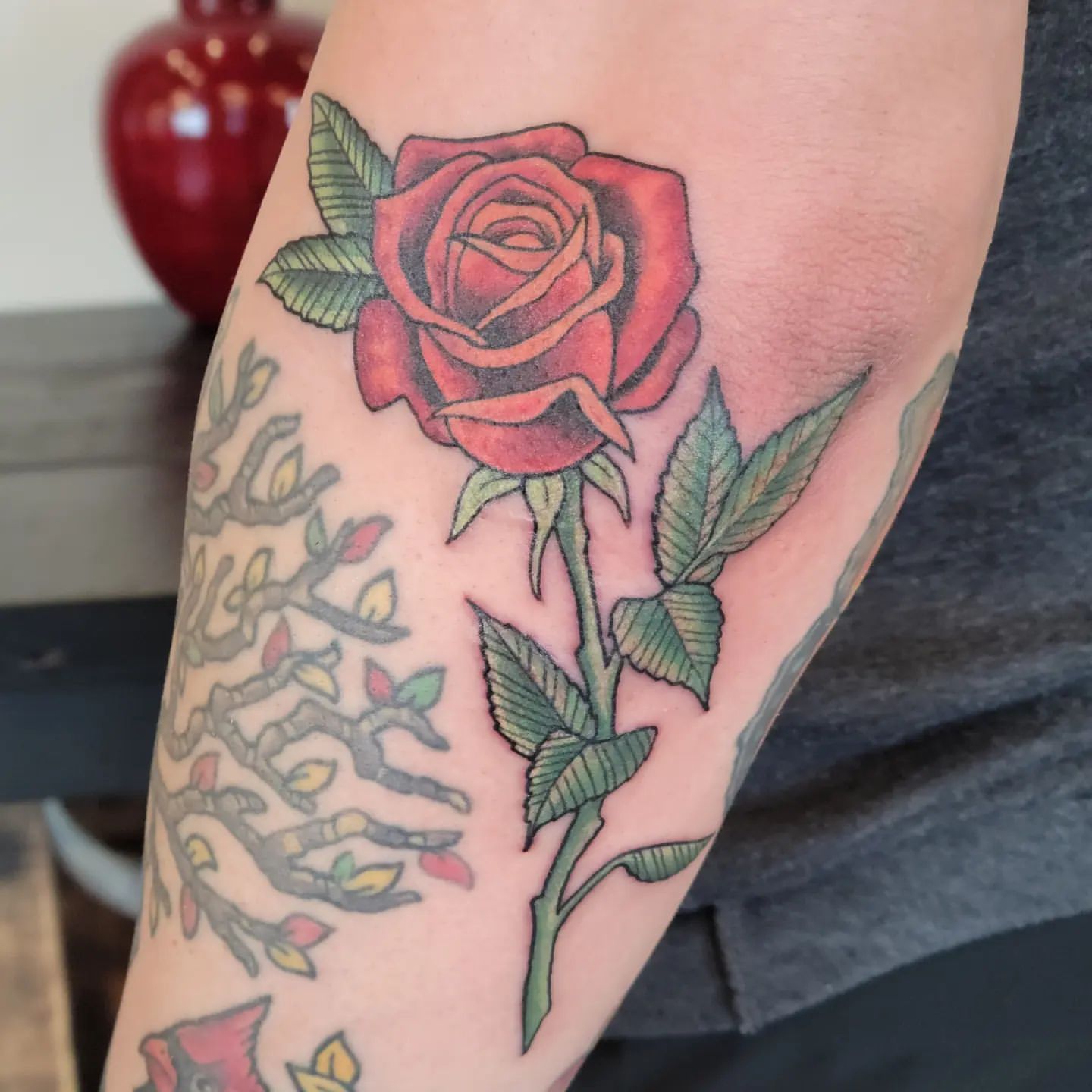 Rose Tattoo by Sheila Anderson at Crimson Empire Tattoo in Edmonton Alberta Canada