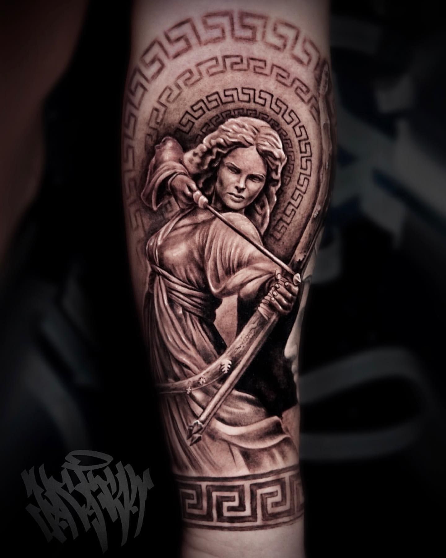 Artemis Tattoo by Jackson Sukhov at Black Gold Tattoo Co in Edmonton Alberta Canada