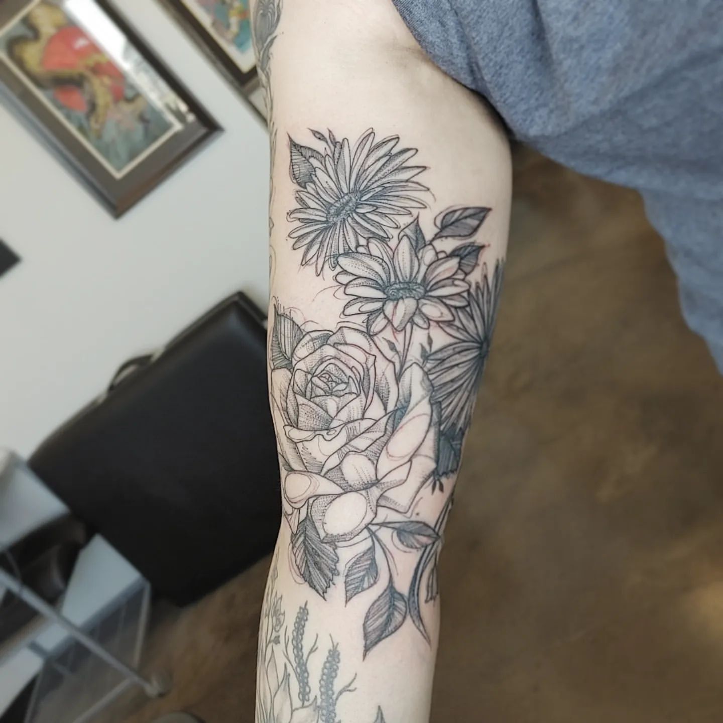 Floral Tattoo Adrienne Alexander at Crimson Empire Tattoo in Edmonton Alberta Canada