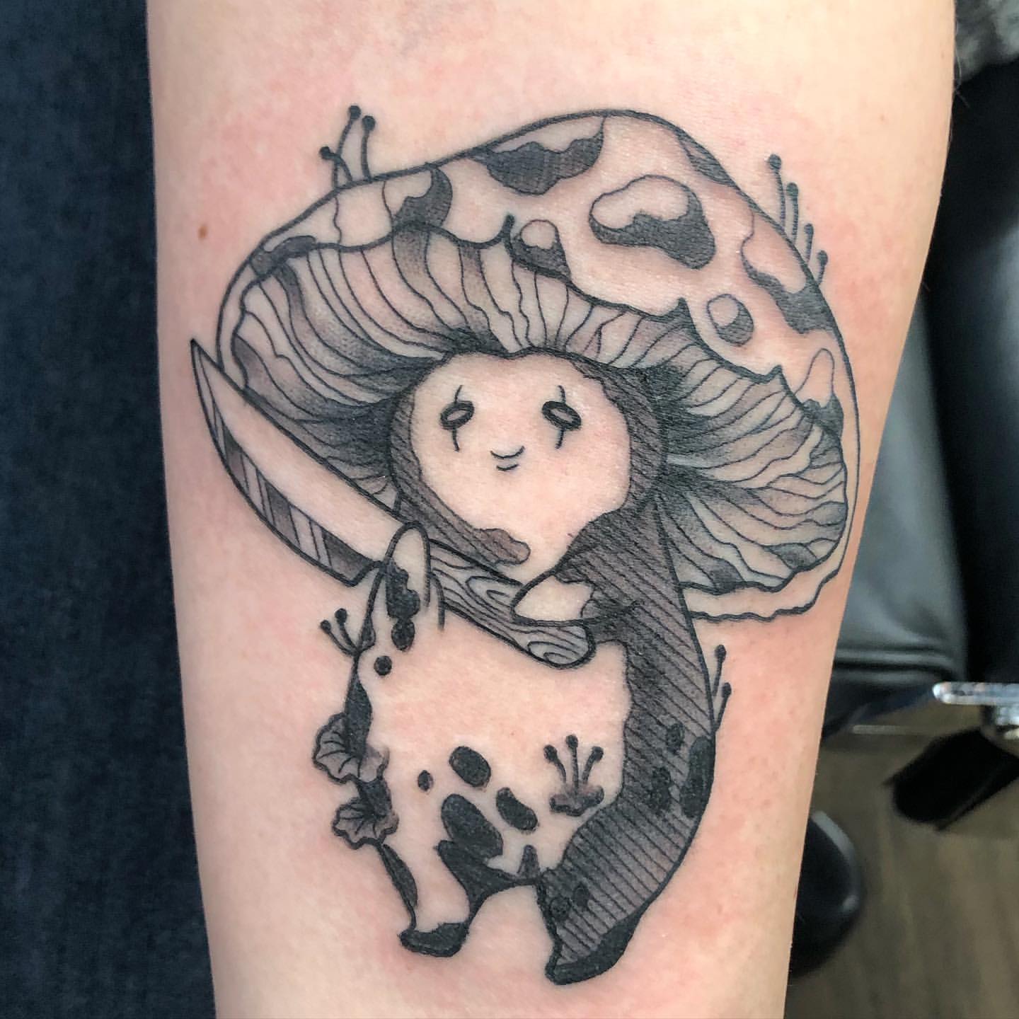 Mushroom Tattoo by Trevor Pelletier at Black Gold Tattoo Co in Edmonton Alberta Canada