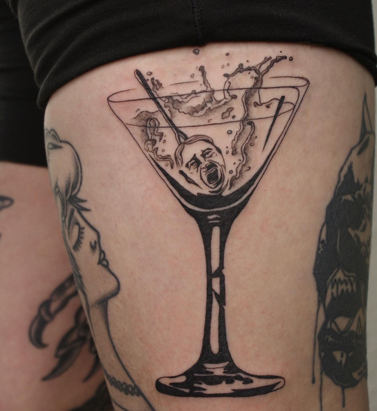 Martini Glass Tattoo by Liza Kruk at Silver Ghost Tattoo in Edmonton Alberta Canada