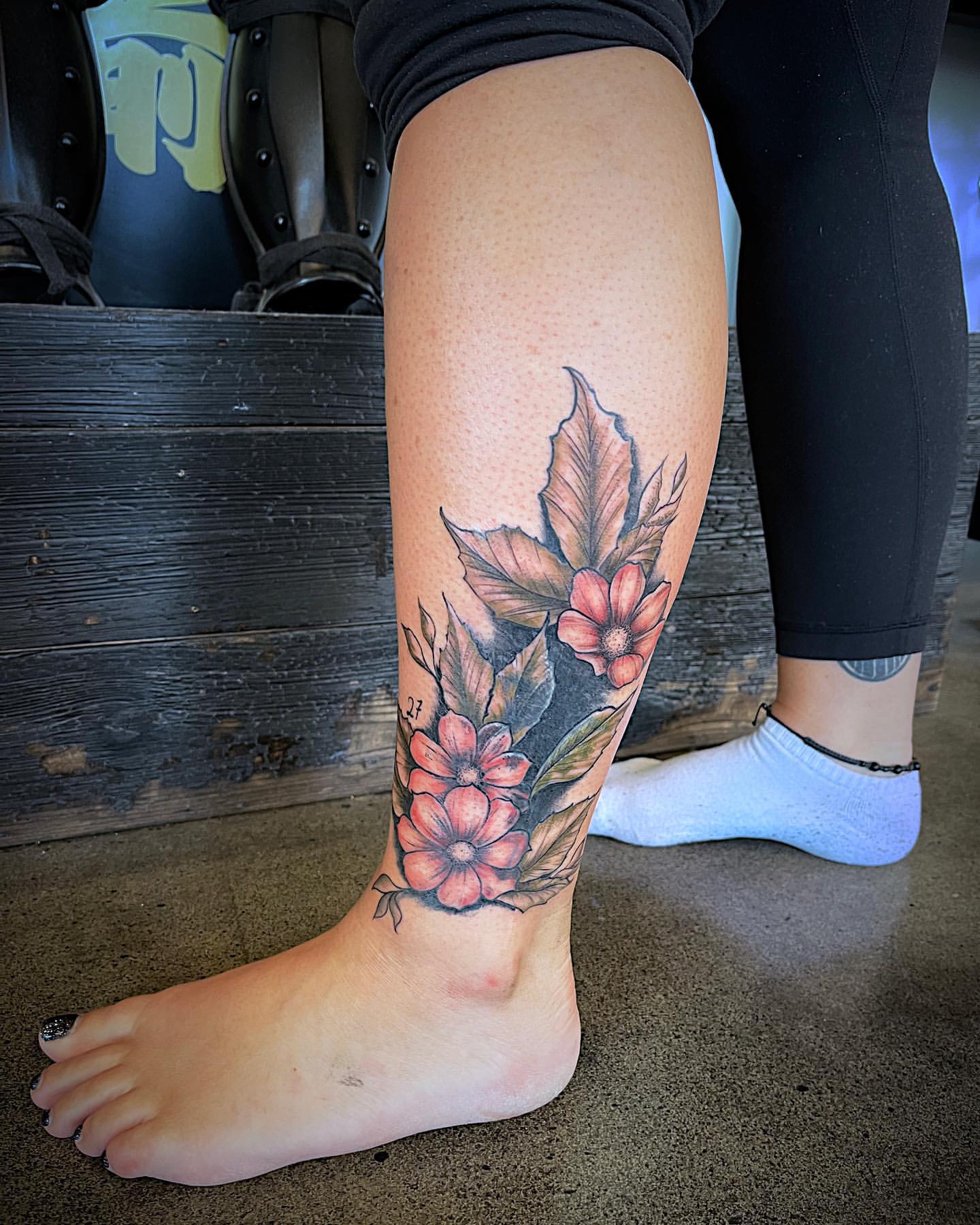 Floral Tattoo by Tony Honning at Crimson Empire Tattoo in Edmonton Alberta Canada