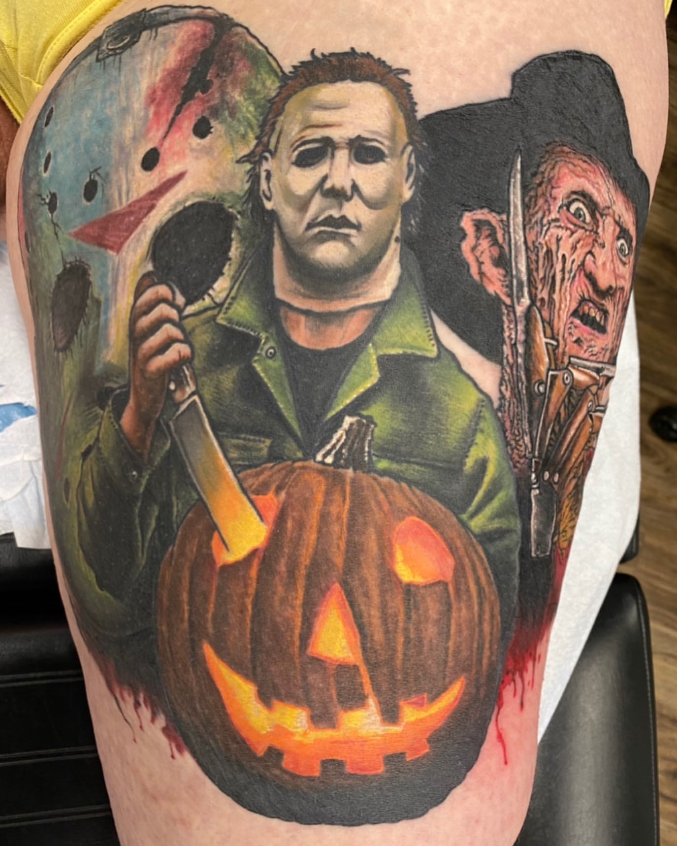 Horror Legends Tattoo by Chris Labrenz at Black Gold Tattoo Co in Edmonton Alberta Canada