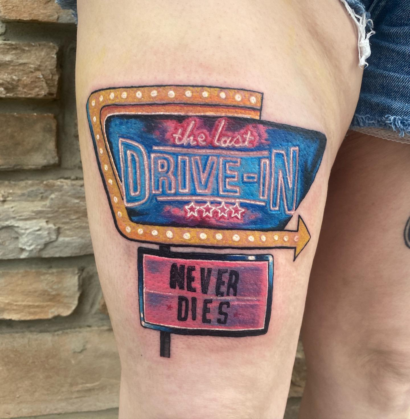 The Last Drive In Tattoo by Chris Labrenz at Black Gold Tattoo Co in Edmonton Alberta Canada