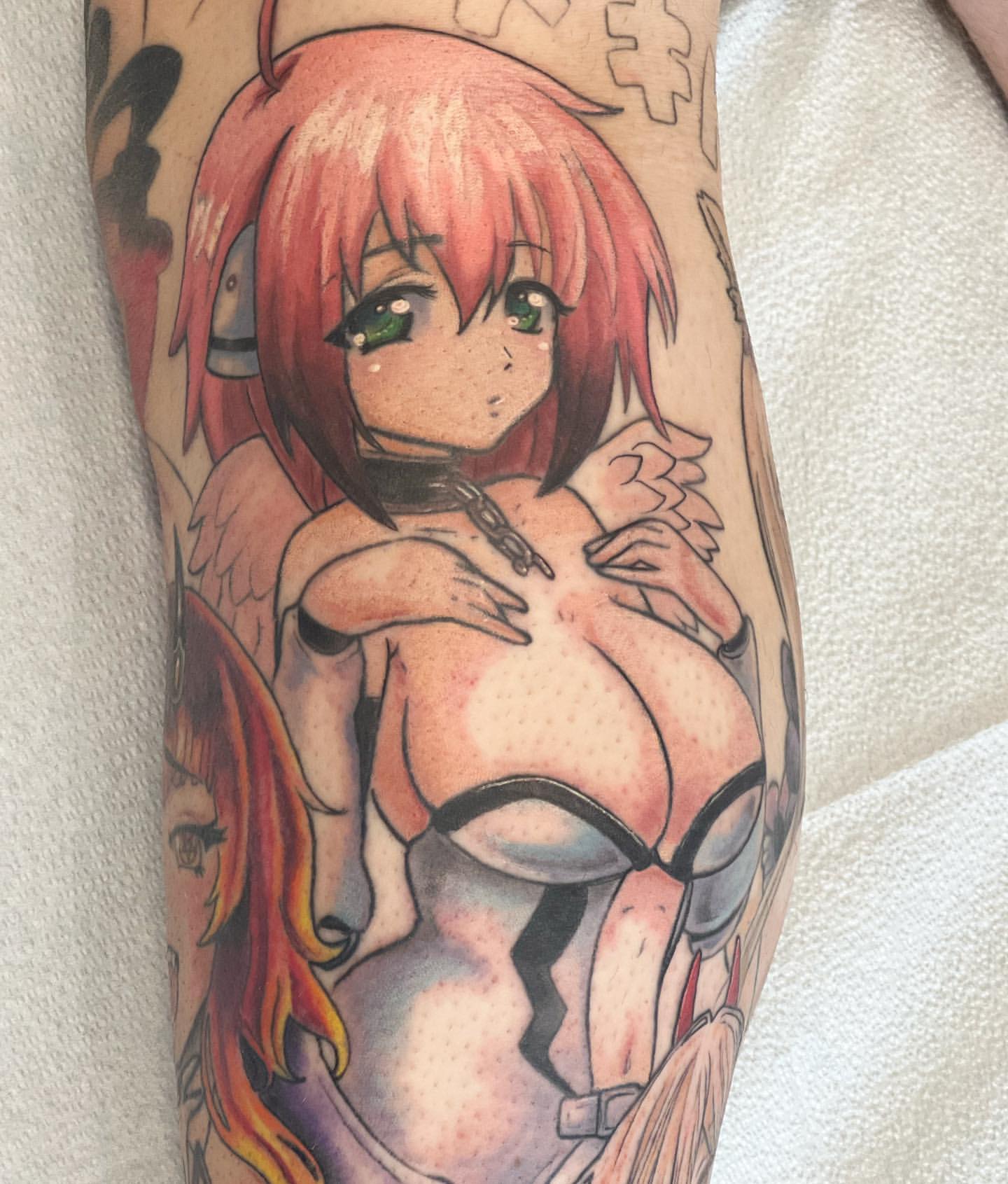 Ikaros (Heavens Lost Property) Tattoo by Vanessa Spezowka at Crimson Empire Tattoo in Edmonton Alberta Canada