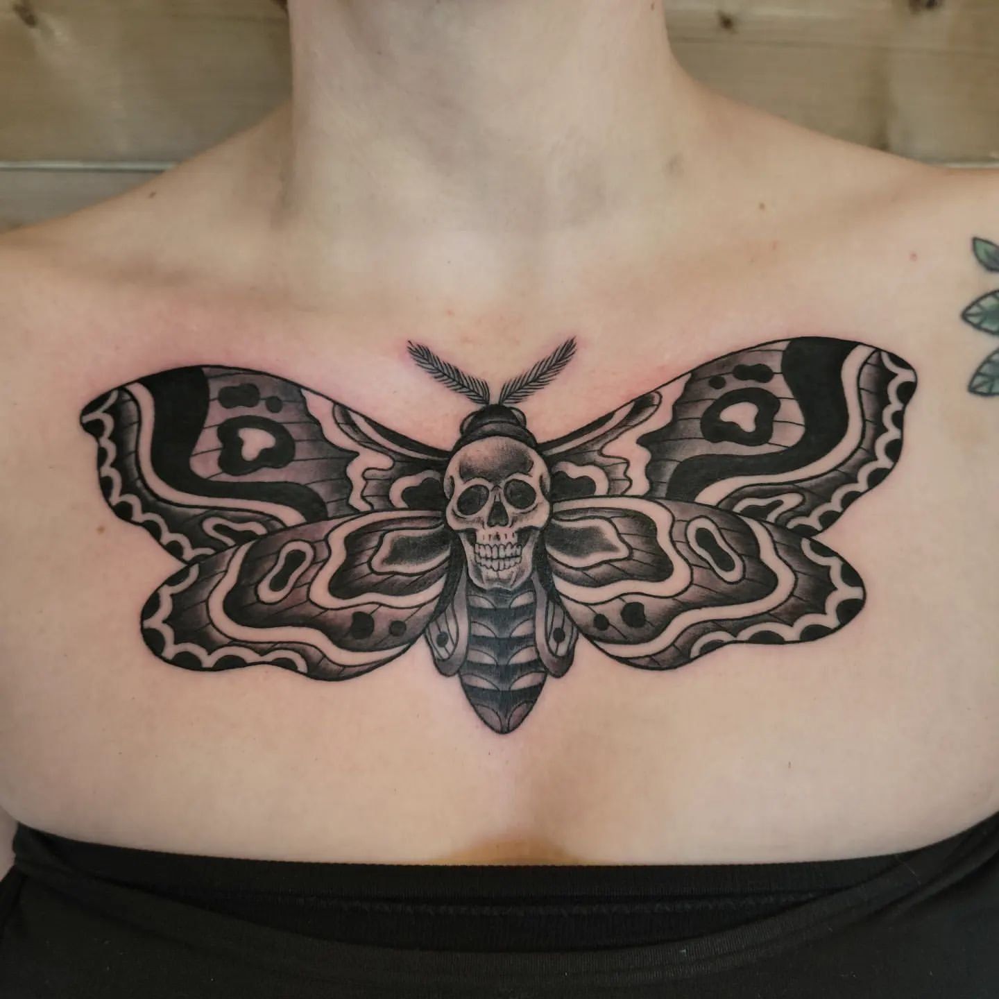 Death Moth Tattoo by Sheila Anderson at Crimson Empire Tattoo in Edmonton Alberta Canada
