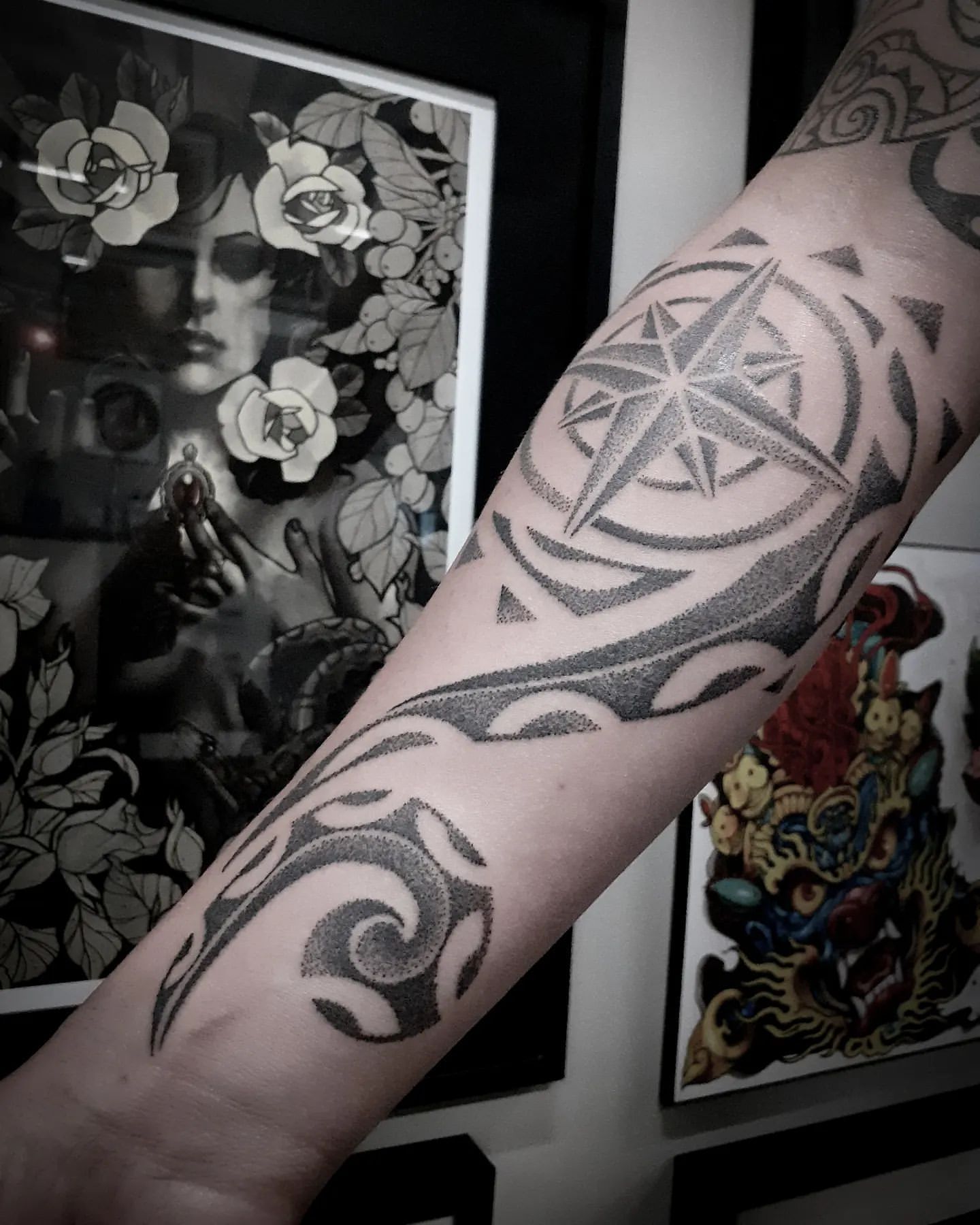 Polynesian Dotwork Tattoo by Alex at Black Gold Tattoo Co in Edmonton Alberta Canada