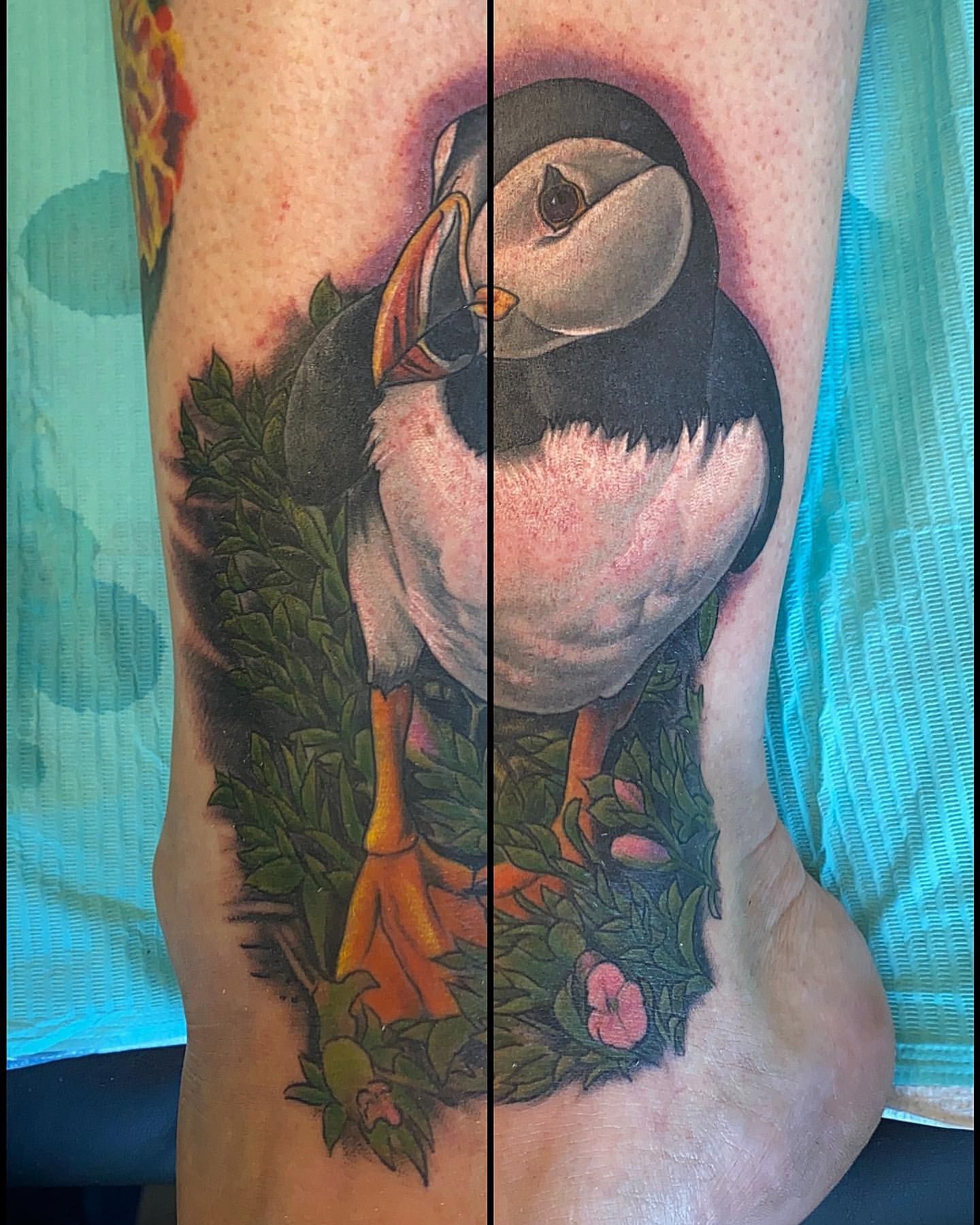Puffin Tattoo by Dale Moostoos at Crimson Empire Tattoo in Edmonton Alberta Canada