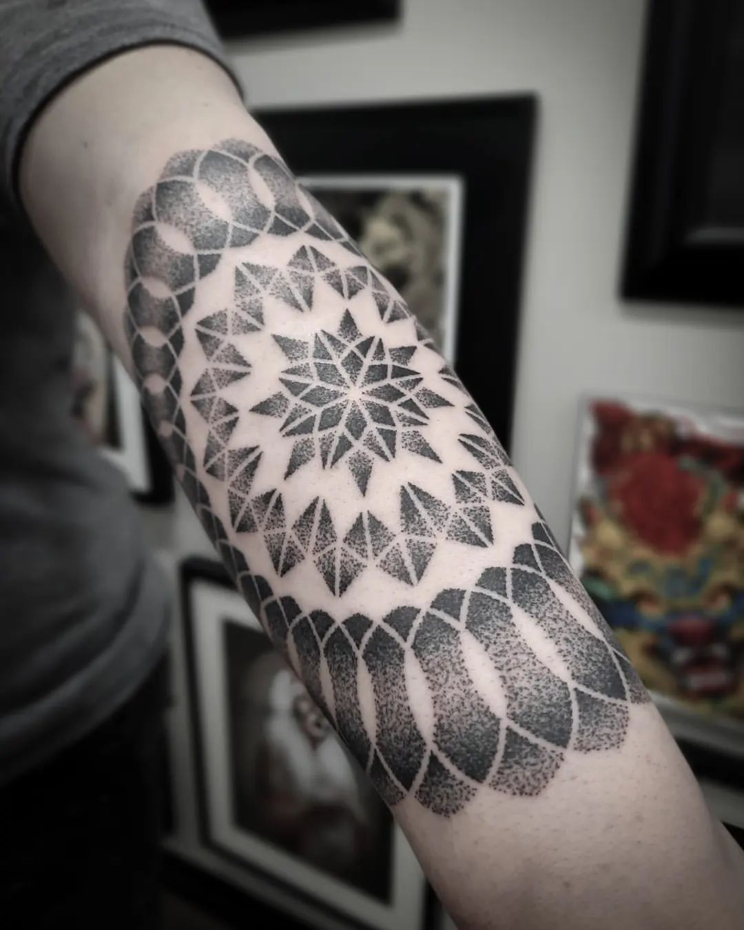 Geometric Dotwork Tattoo by Alex at Black Gold Tattoo Co in Edmonton Alberta Canada