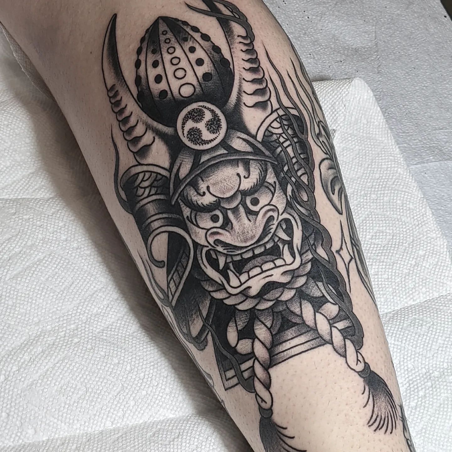 Hannya Samurai Tattoo Chris Benson at Silver Ghost Tattoo in Edmonton Alberta Canada