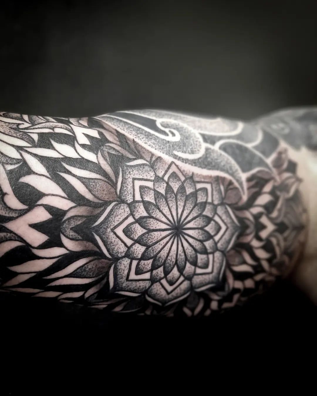 Dotwork Mandala Tattoo by Alex at Black Gold Tattoo Co in Edmonton Alberta Canada