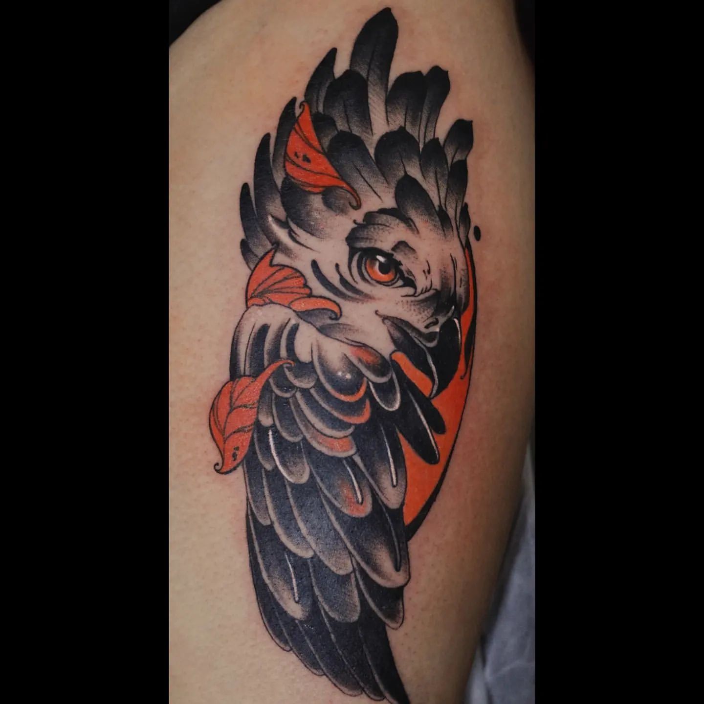 Falcon Tattoo by Ian Wang at Black Gold Tattoo Co in Edmonton Alberta Canada