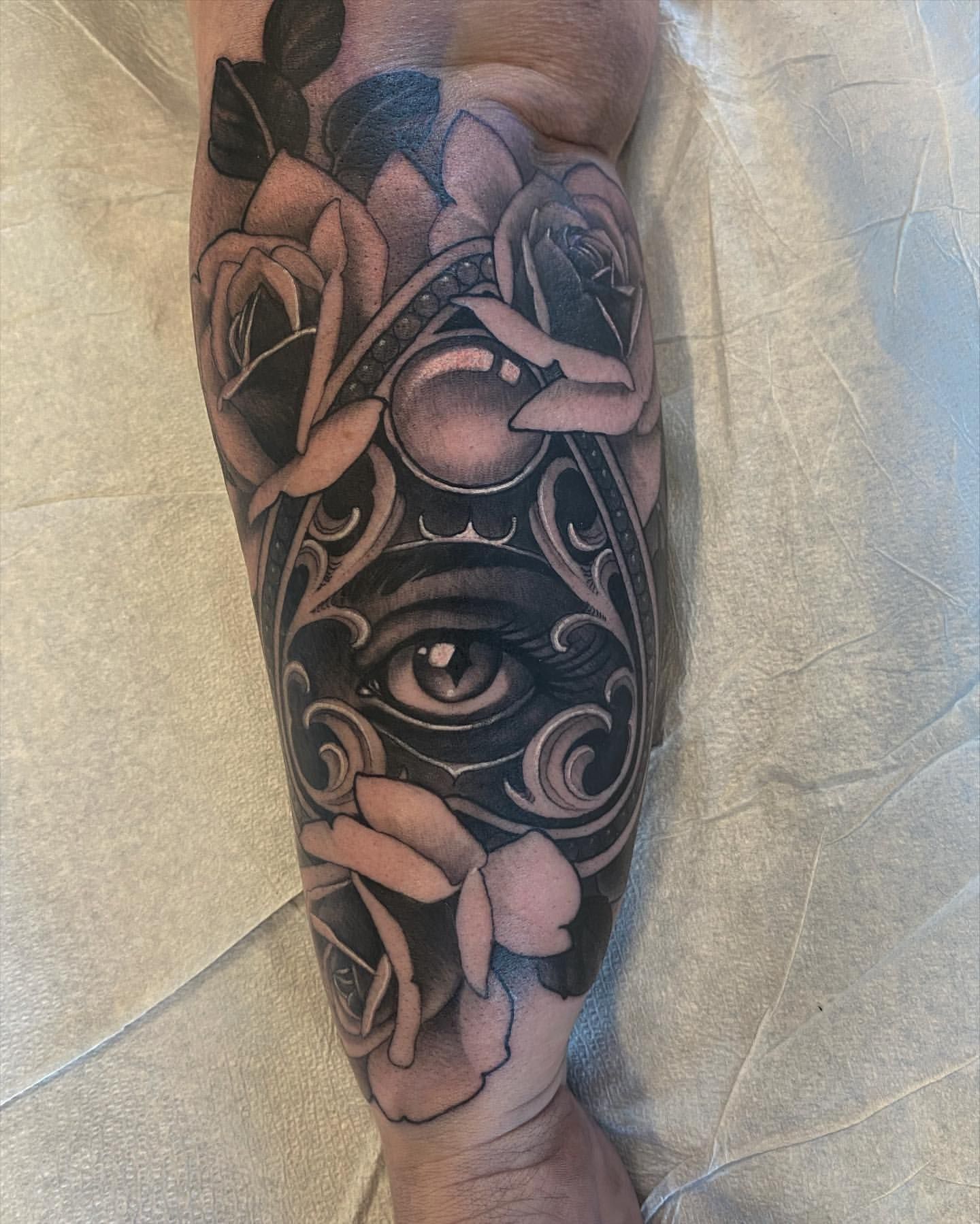Ouija Planchette Tattoo by Sasha Day at Crimson Empire Tattoo in Edmonton Alberta Canada