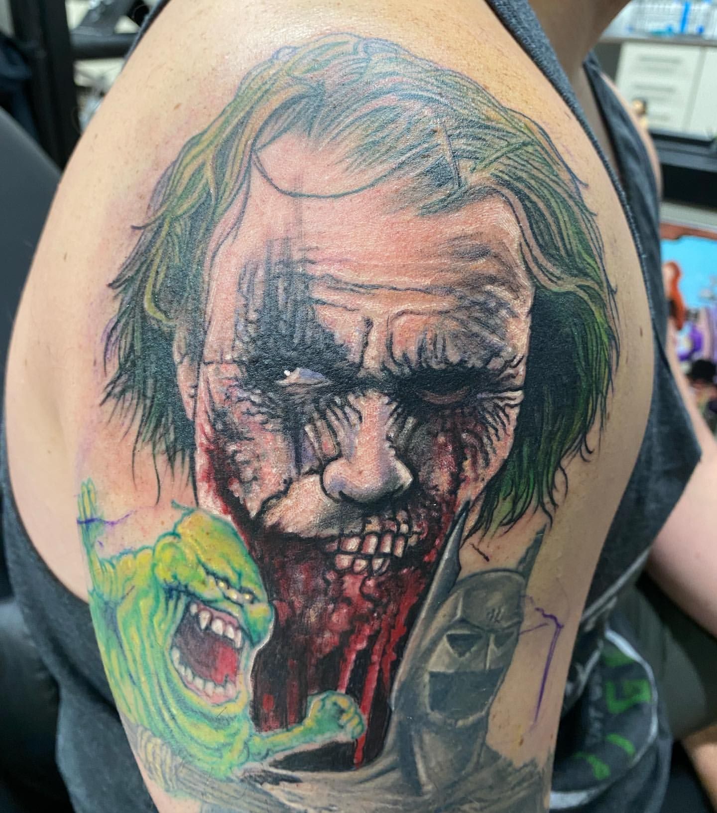 Zombie Joker Tattoo by Chris Labrenz at Black Gold Tattoo Co in Edmonton Alberta Canada
