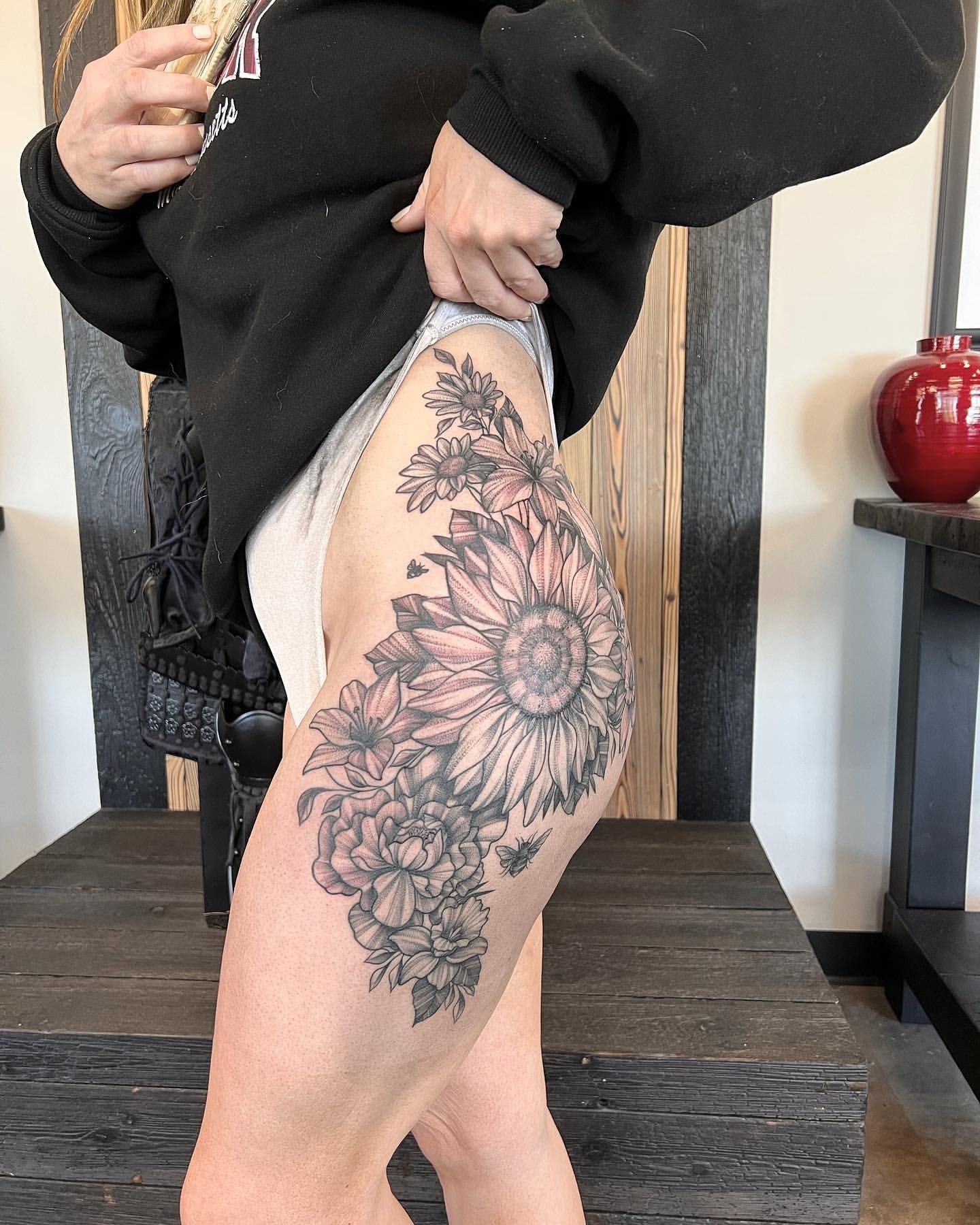 Floral Tattoo by Adrienne Alexander at Silver Ghost Tattoo in Edmonton Alberta Canada