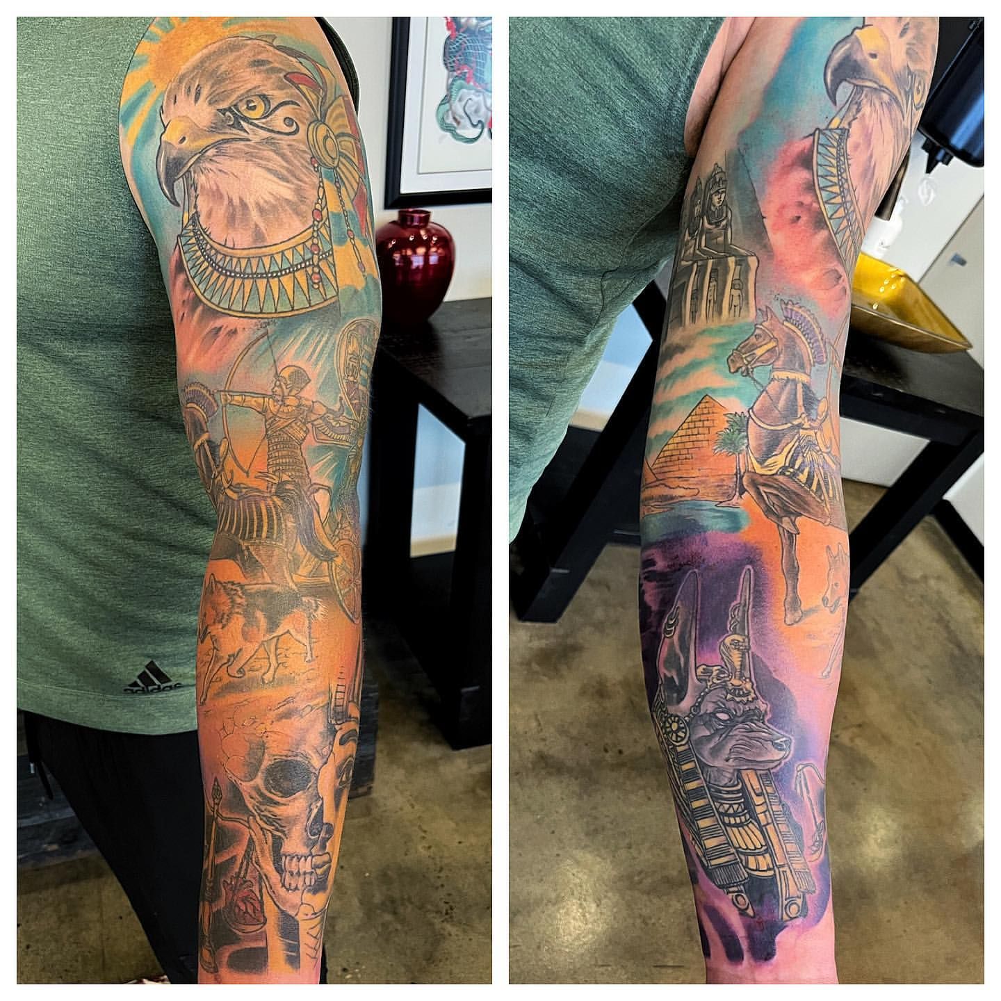 Egyptian Sleeve by Chad Lavers at Crimson Empire Tattoo in Edmonton Alberta Canada