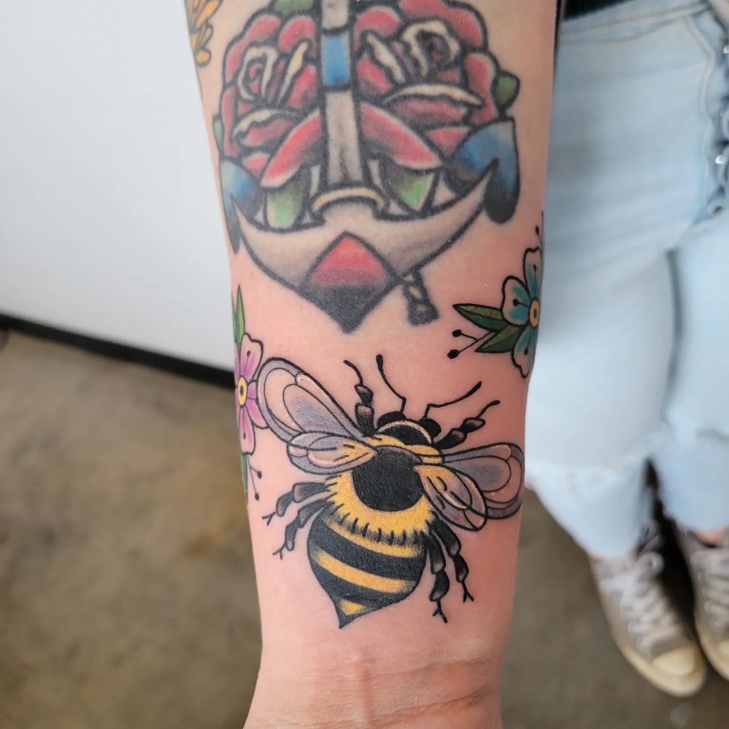 Bee Tattoo by Sheila Anderson at Crimson Empire Tattoo in Edmonton Alberta Canada