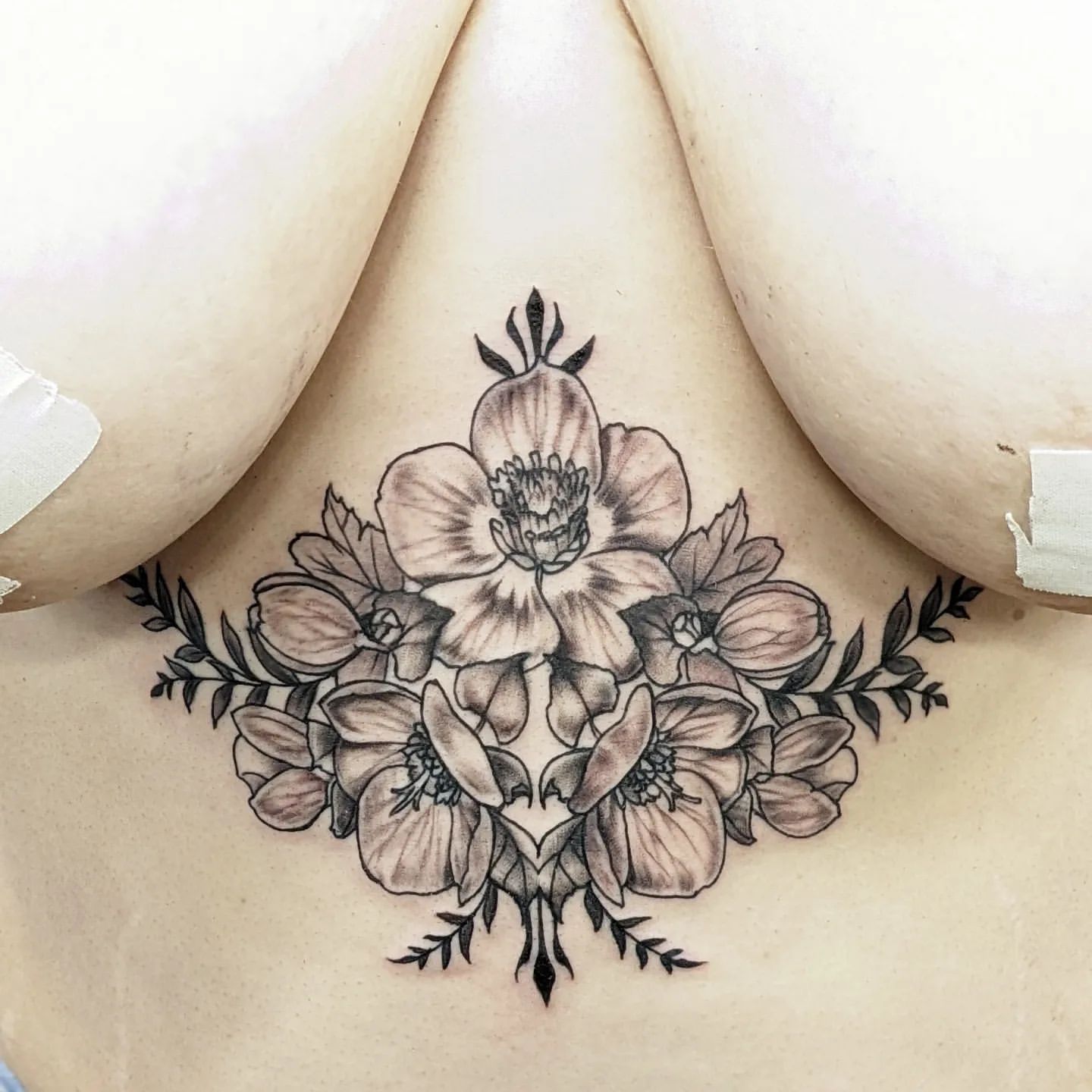 Floral Tattoo by Amber Strange at Silver Ghost Tattoo in Edmonton Alberta Canada