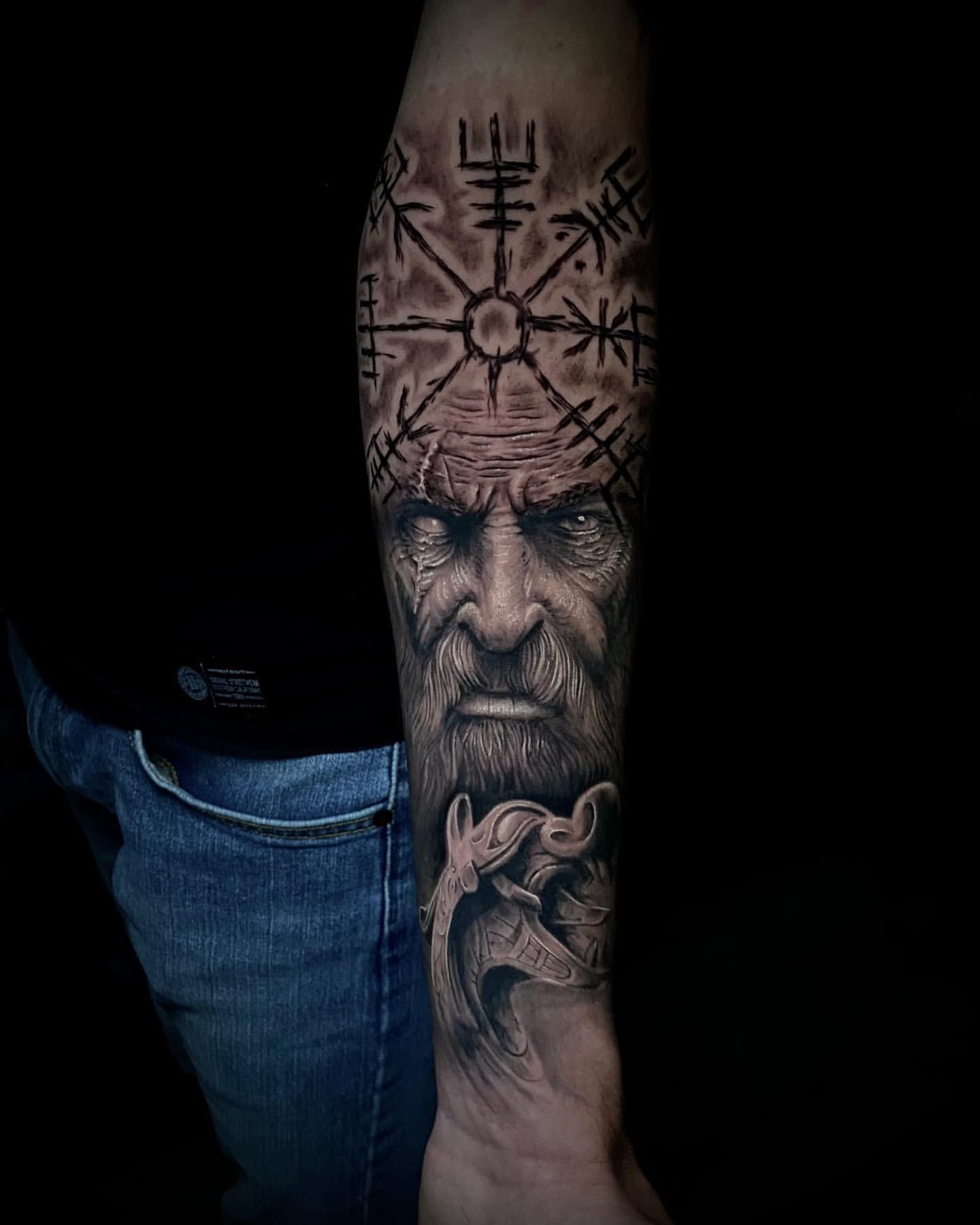 Odin Tattoo by Jackson Sukhov at Black Gold Tattoo Co in Edmonton Alberta Canada