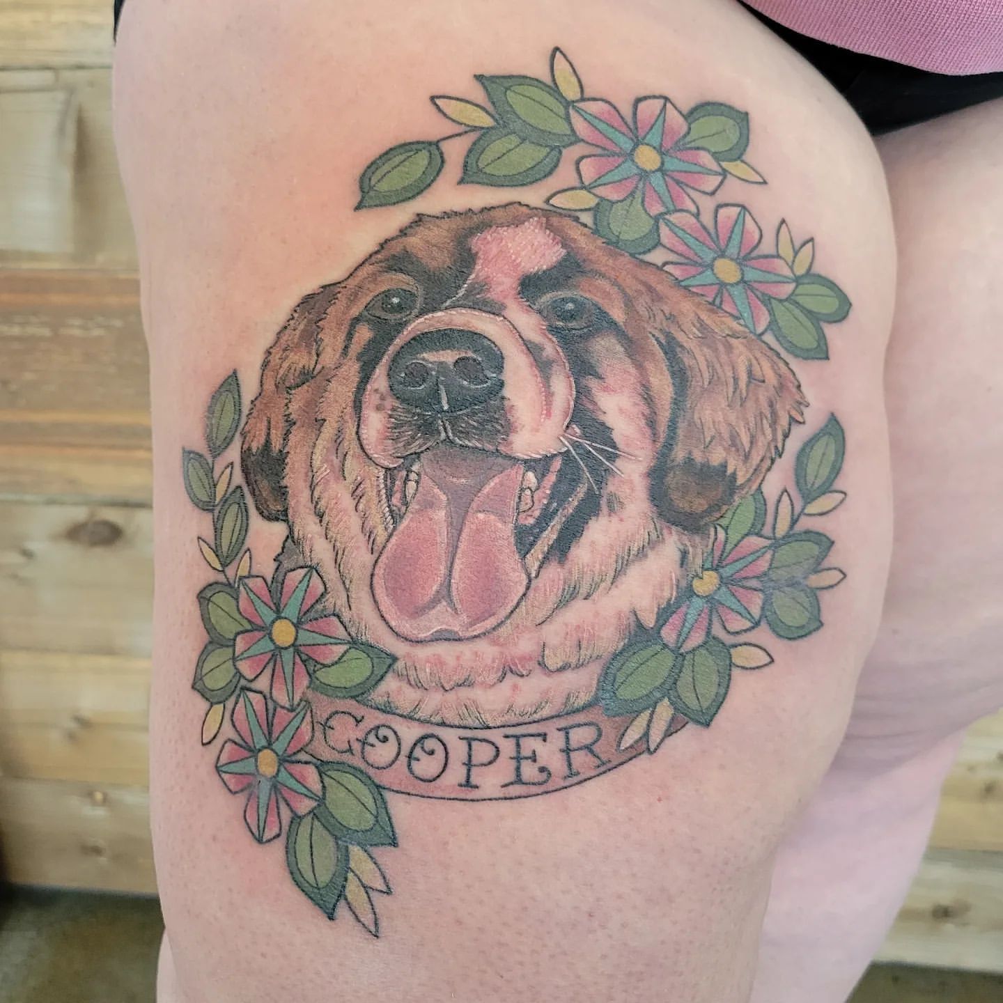 Dog Portrait Tattoo by Sheila Anderson at Crimson Empire Tattoo in Edmonton Alberta Canada