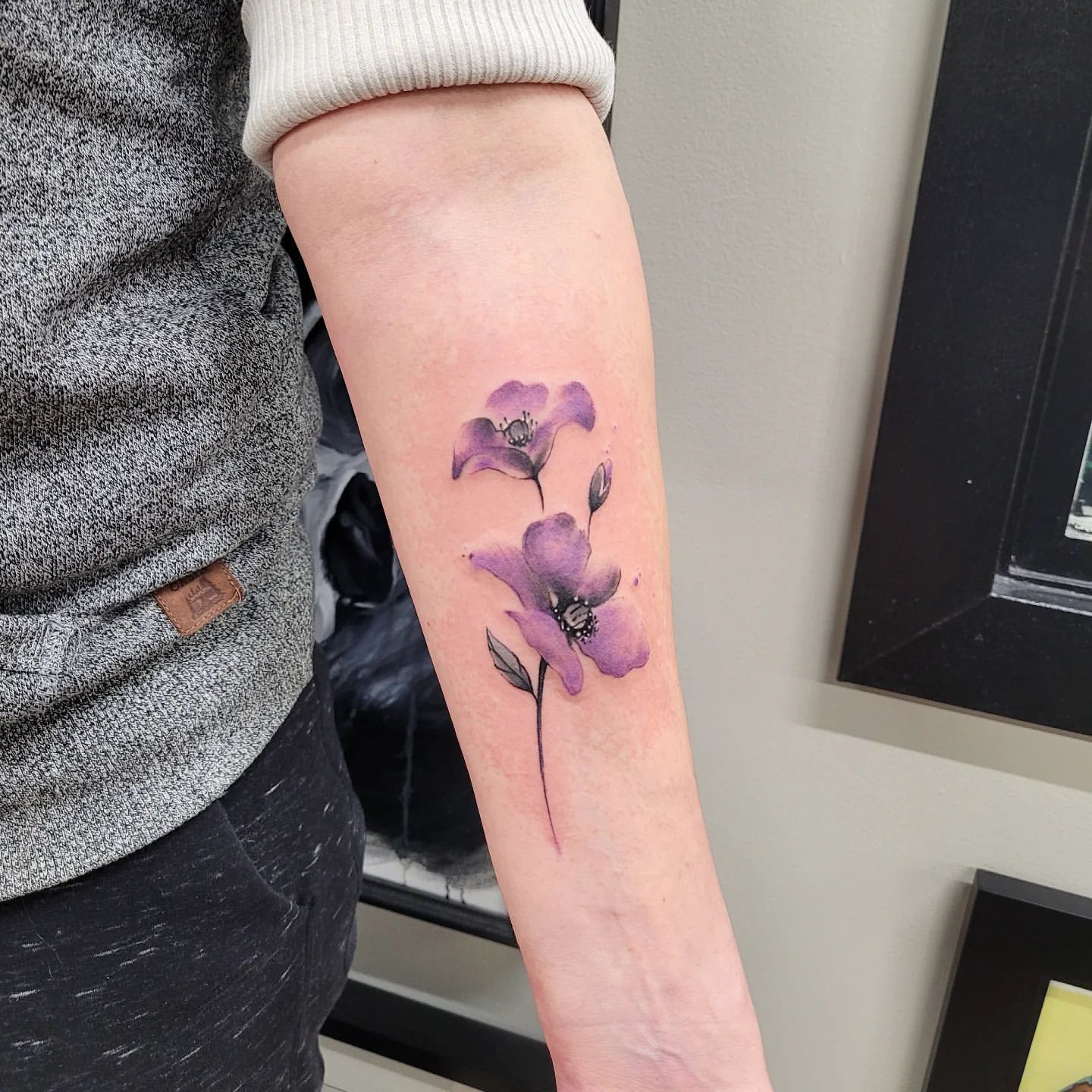Watercolour Floral Tattoo by Ian Wang at Black Gold Tattoo Co in Edmonton Alberta Canada