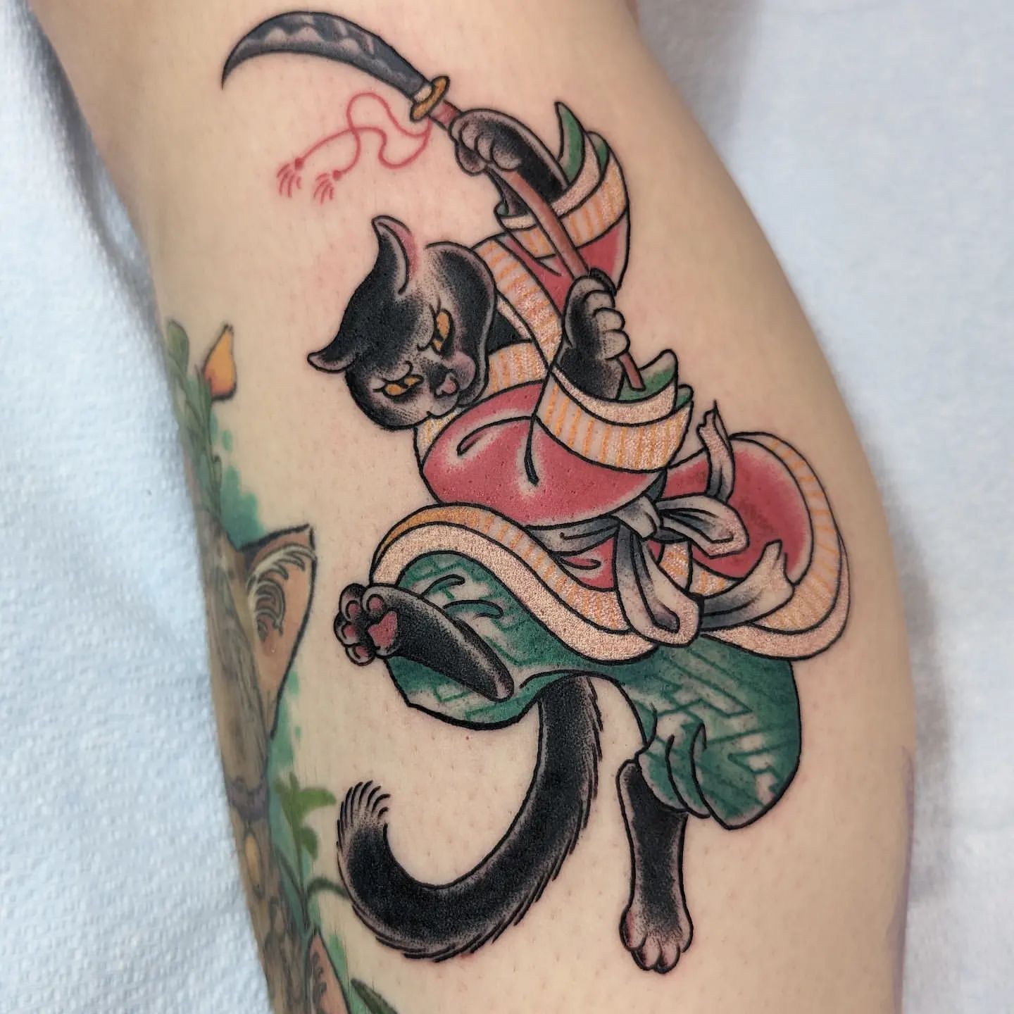 Cat Tattoo Chris Benson at Silver Ghost Tattoo in Edmonton Alberta Canada