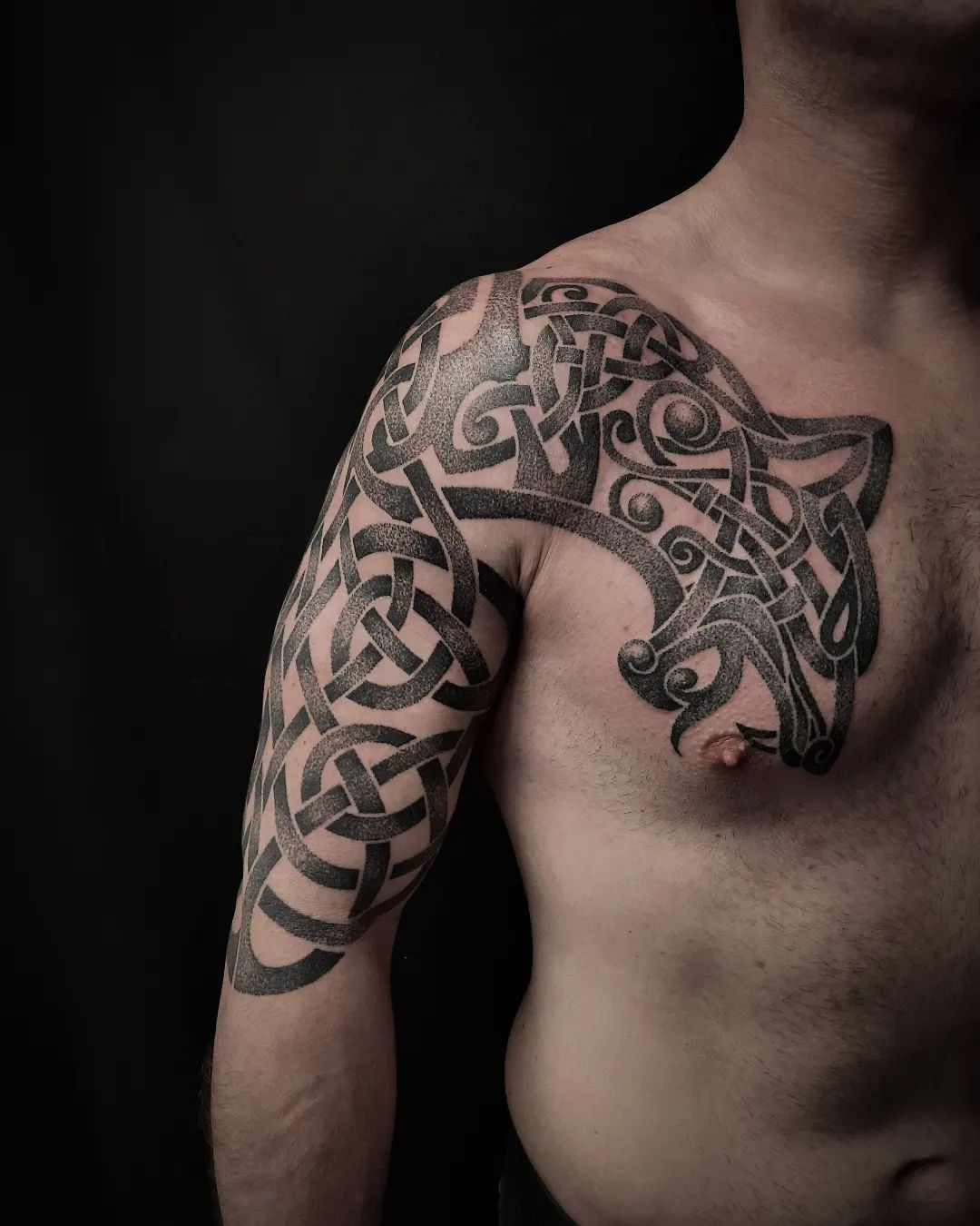 Norse Tribal Tattoo by Alex Arnautov at Black Gold Tattoo Co in Edmonton Alberta Canada