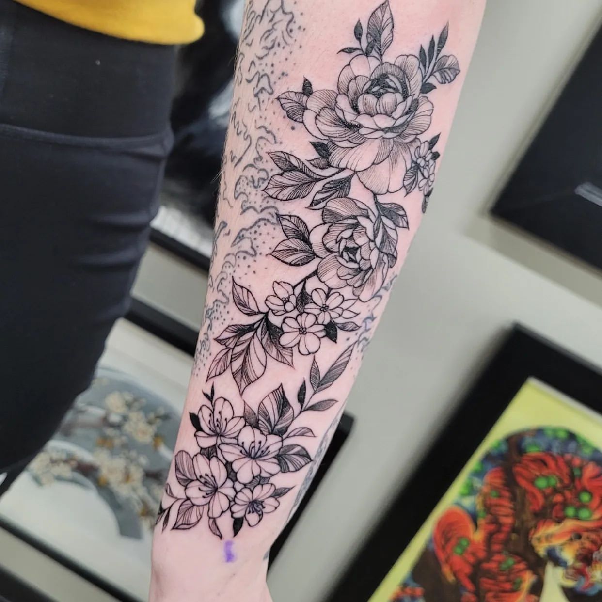 Floral Tattoo by Ian Wang at Black Gold Tattoo Co in Edmonton Alberta Canada