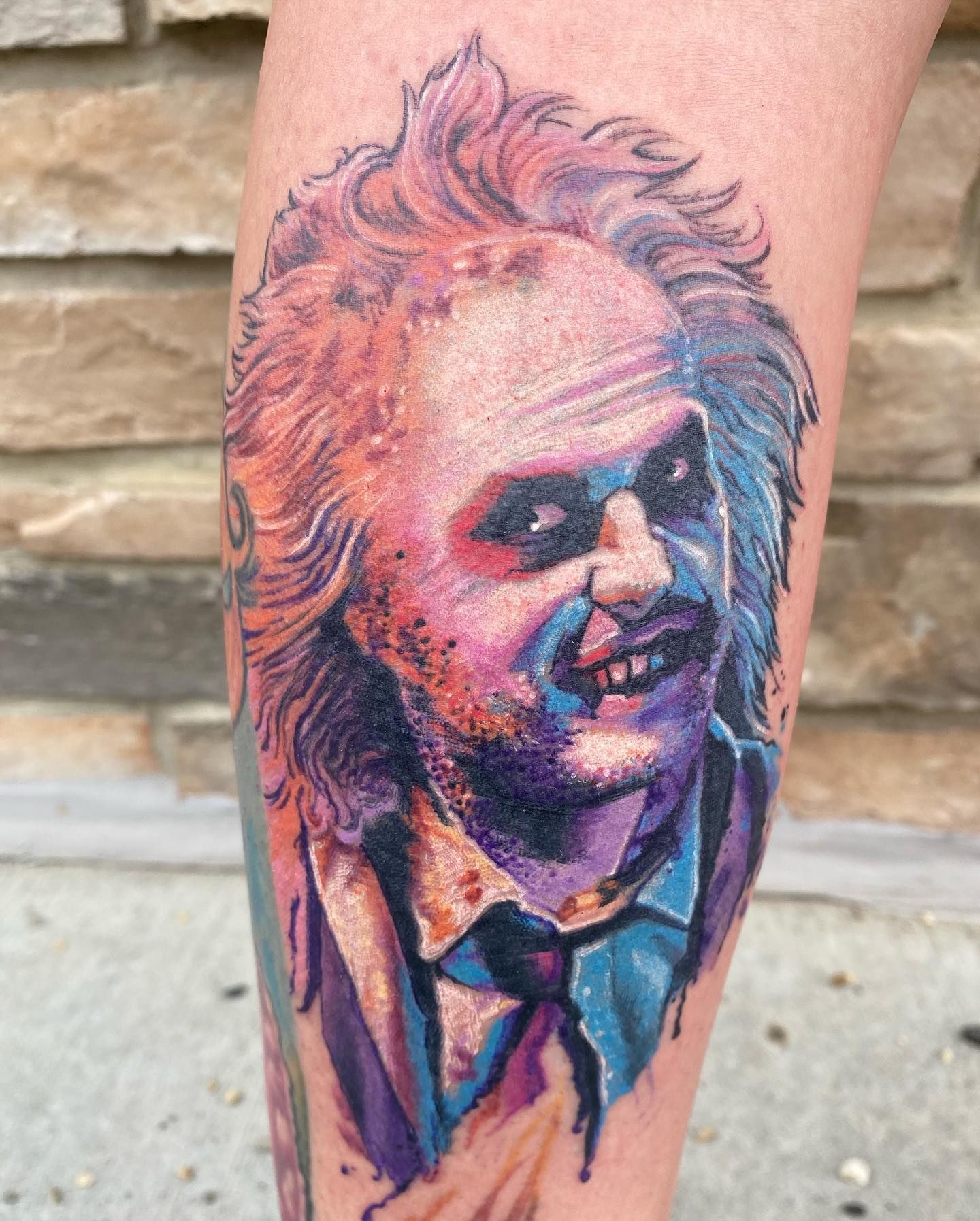 Beetlejuice Tattoo by Chris Labrenz at Black Gold Tattoo Co in Edmonton Alberta Canada