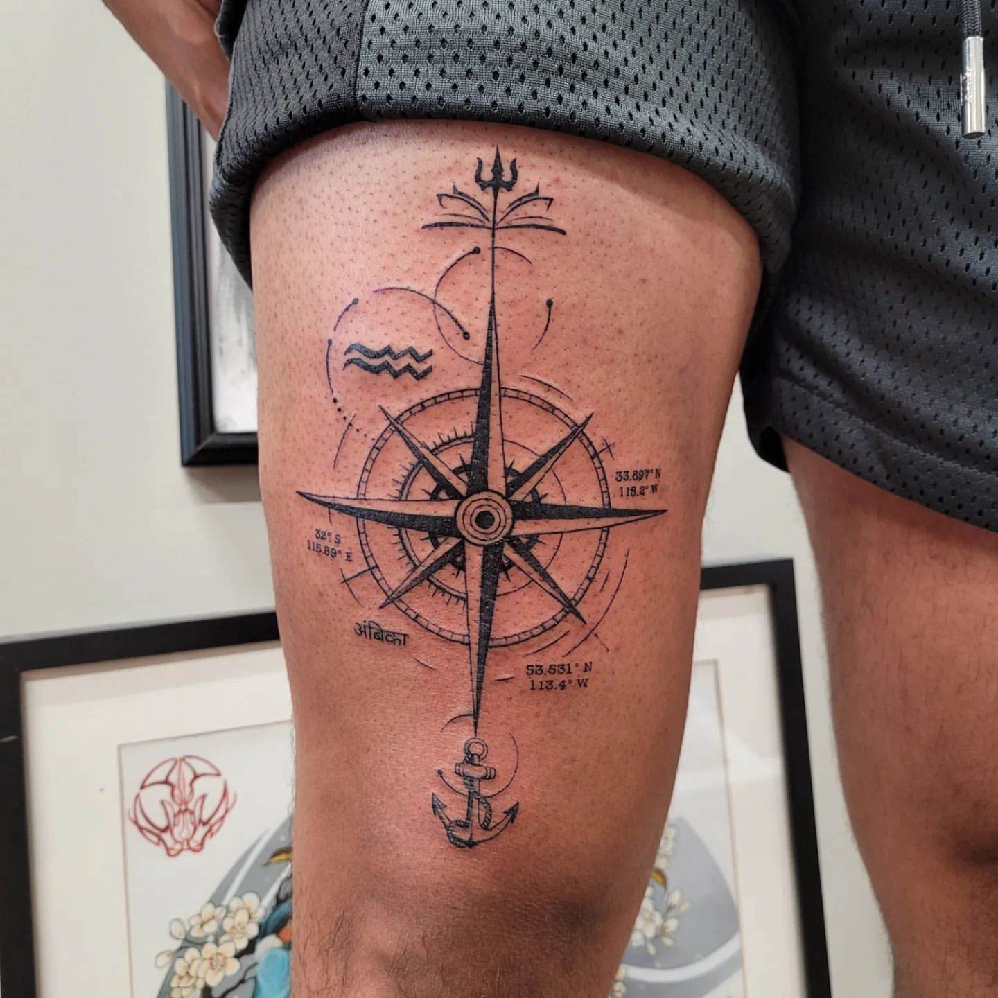 Compass Tattoo by Ian Wang at Black Gold Tattoo Co in Edmonton Alberta Canada