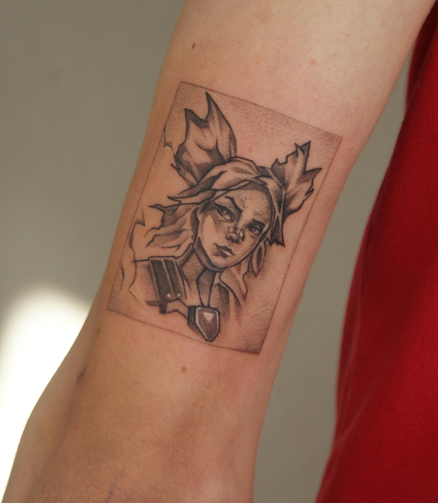 Neon Valorant Tattoo by Liza Kruk at Silver Ghost Tattoo in Edmonton Alberta Canada