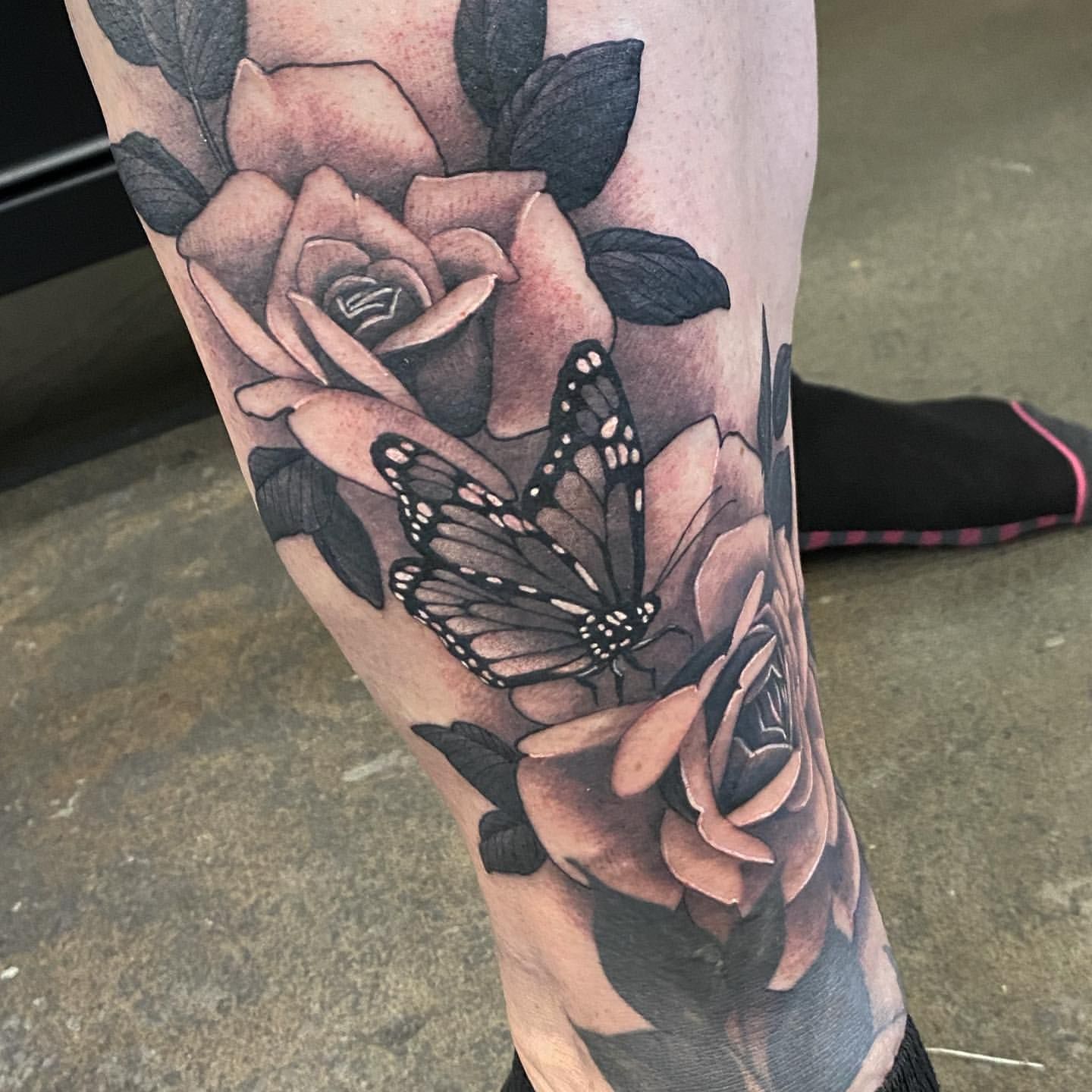Floral and Butterfly Tattoo by Sasha Day at Crimson Empire Tattoo in Edmonton Alberta Canada