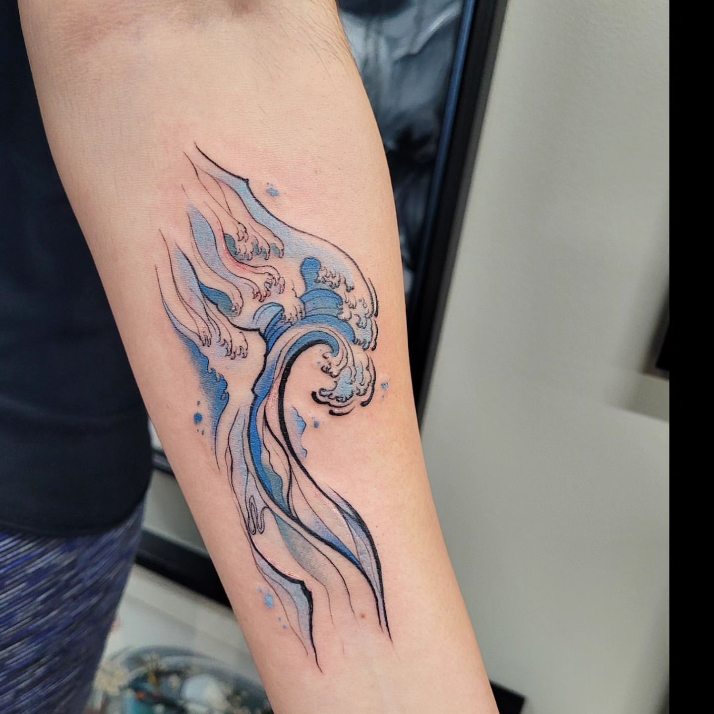 Wave Tattoo by Ian Wang at Black Gold Tattoo Co in Edmonton Alberta Canada