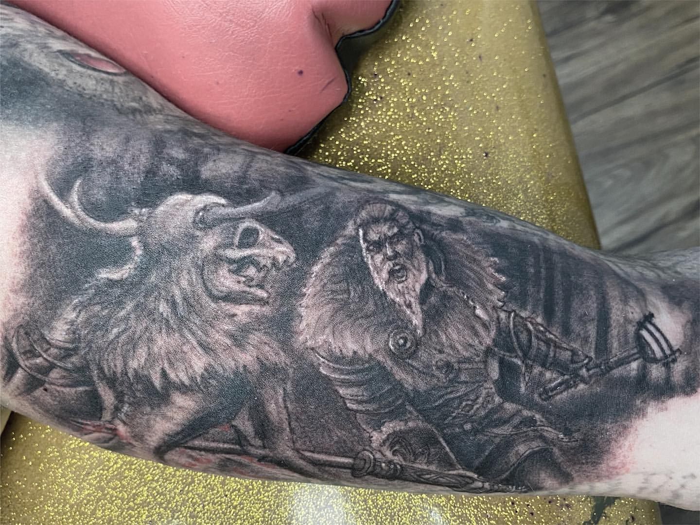 Viking Warrior Tattoo by Steve Hayes at Black Gold Tattoo Co in Edmonton Alberta Canada