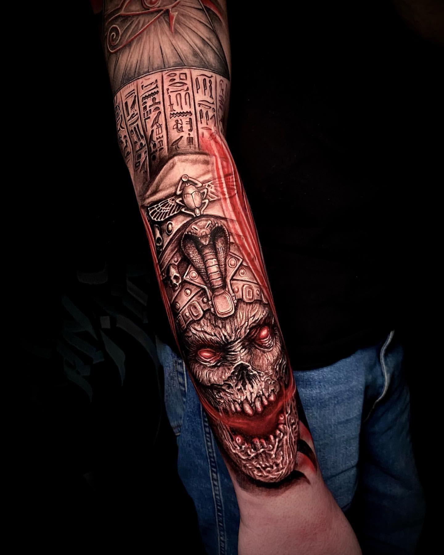 Egyptian Mummy Tattoo by Jackson Sukhov at Black Gold Tattoo Co in Edmonton Alberta Canada