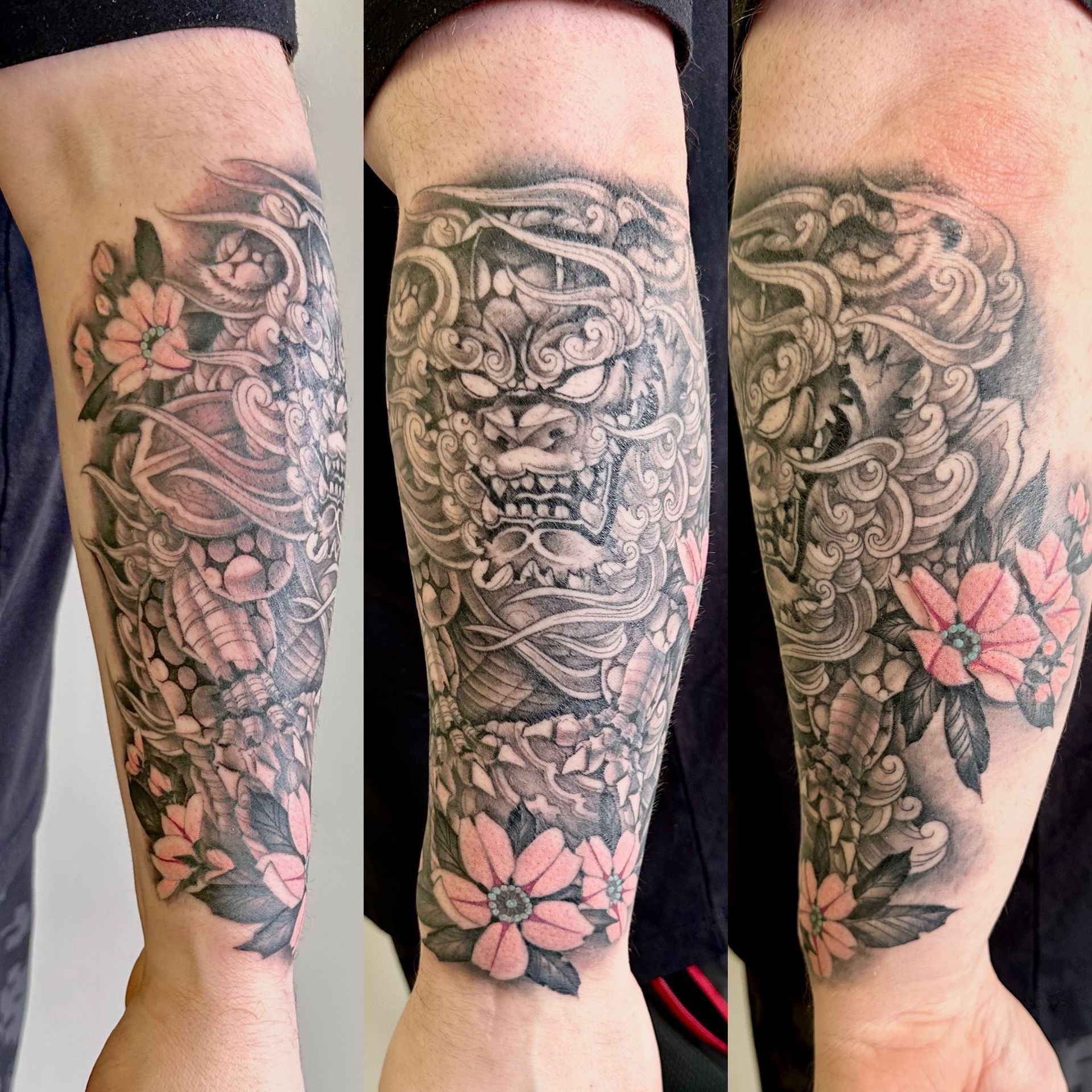 Fudog Tattoo by Brain Dangerfield at Black Gold Tattoo Co in Edmonton Alberta Canada