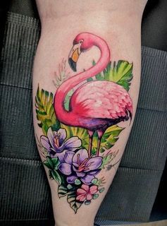 Flamingo and Floral Tattoo by Toby Shipman at Silver Ghost Tattoo in Edmonton Alberta Canada