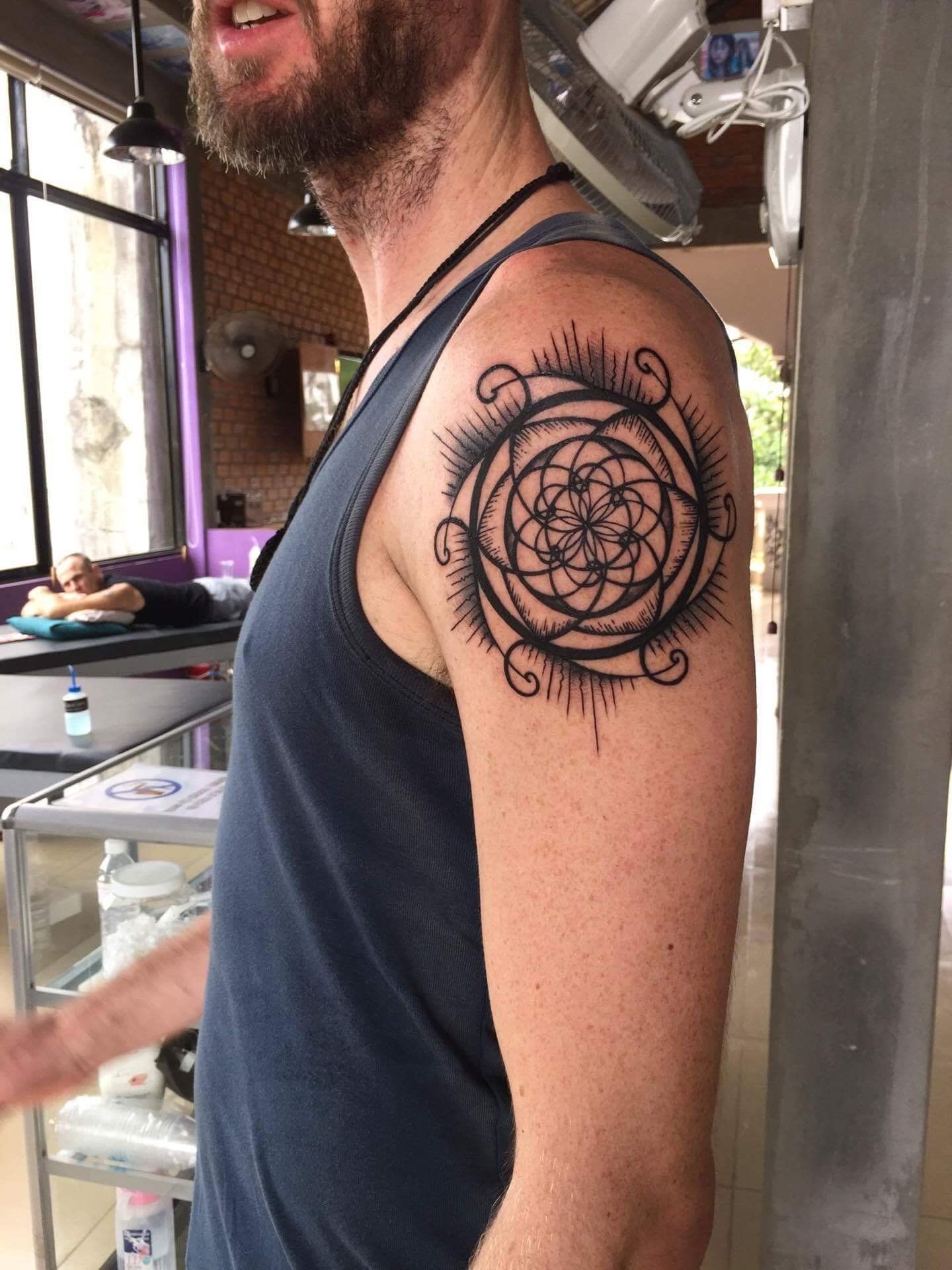 Ornamental Tattoo by Amber Strange at Black Gold Tattoo Co in Edmonton Alberta Canada