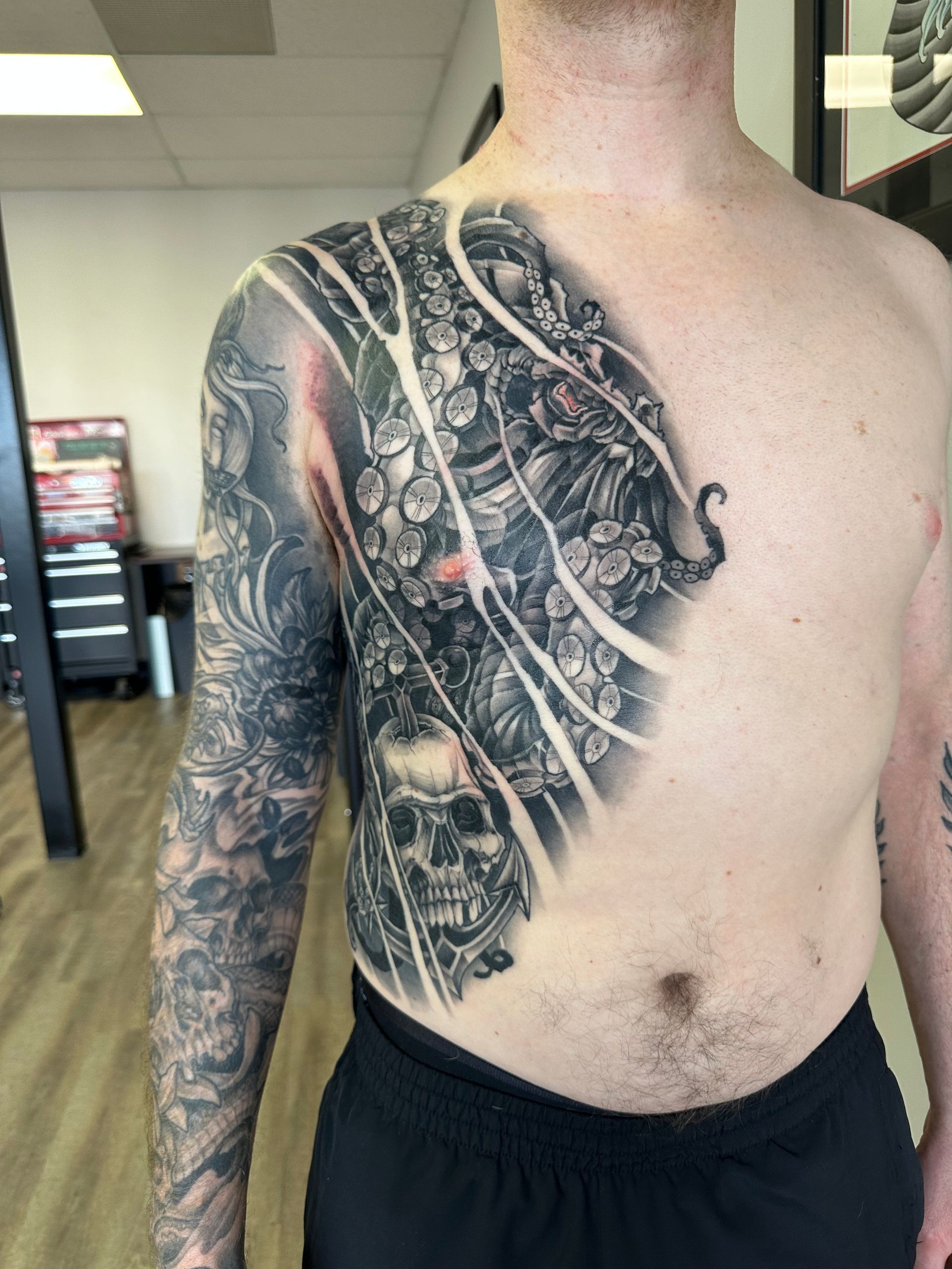 Kraken Tattoo by Brain Dangerfield at Black Gold Tattoo Co in Edmonton Alberta Canada