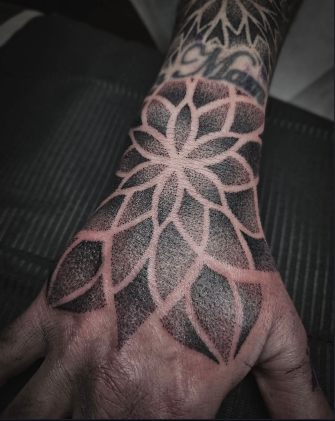 Dotwork Mandala Tattoo by Alex Arnautov at Black Gold Tattoo Co in Edmonton Alberta Canada