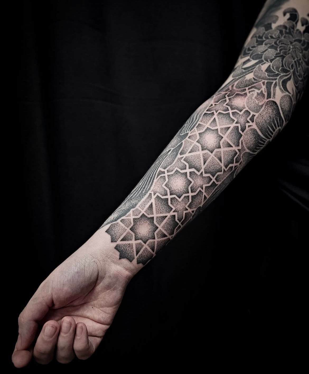 Geometric Dotwork Tattoo by Alex Arnautov at Black Gold Tattoo Co in Edmonton Alberta Canada