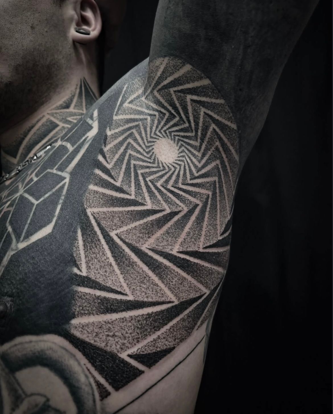 Geometric Dotwork Tattoo by Alex Arnautov at Black Gold Tattoo Co in Edmonton Alberta Canada
