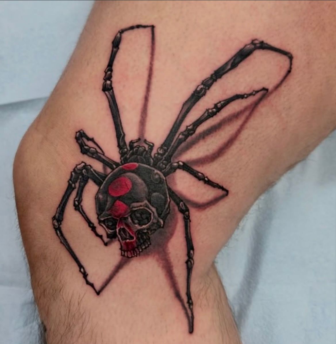 Black Widow Spider Tattoo by Brain Dangerfield at Black Gold Tattoo Co in Edmonton Alberta Canada